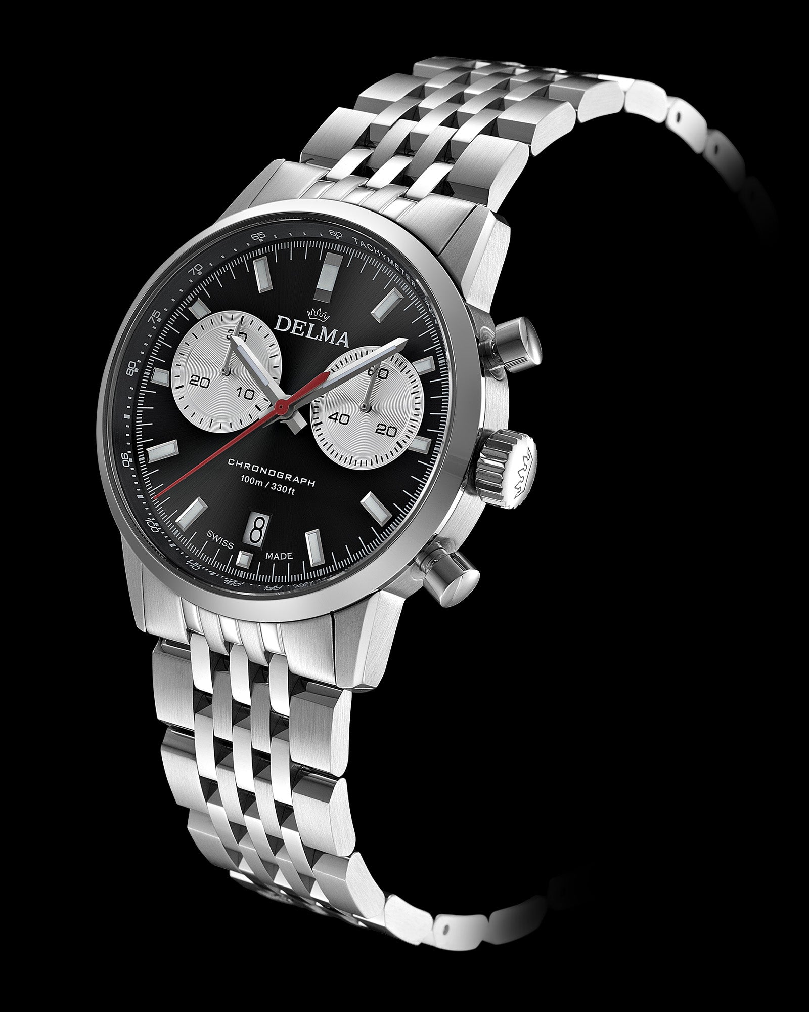 DELMA Continental stainless steel watch with black dial side