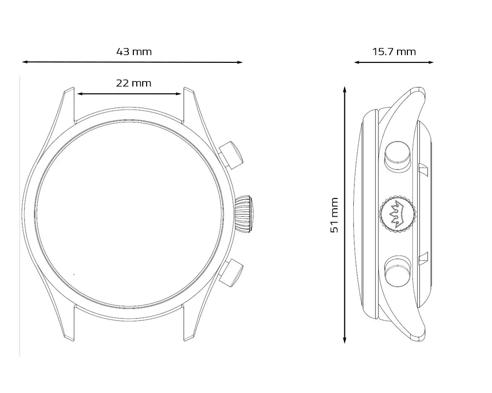 Delma Heritage Chronograph case rendering