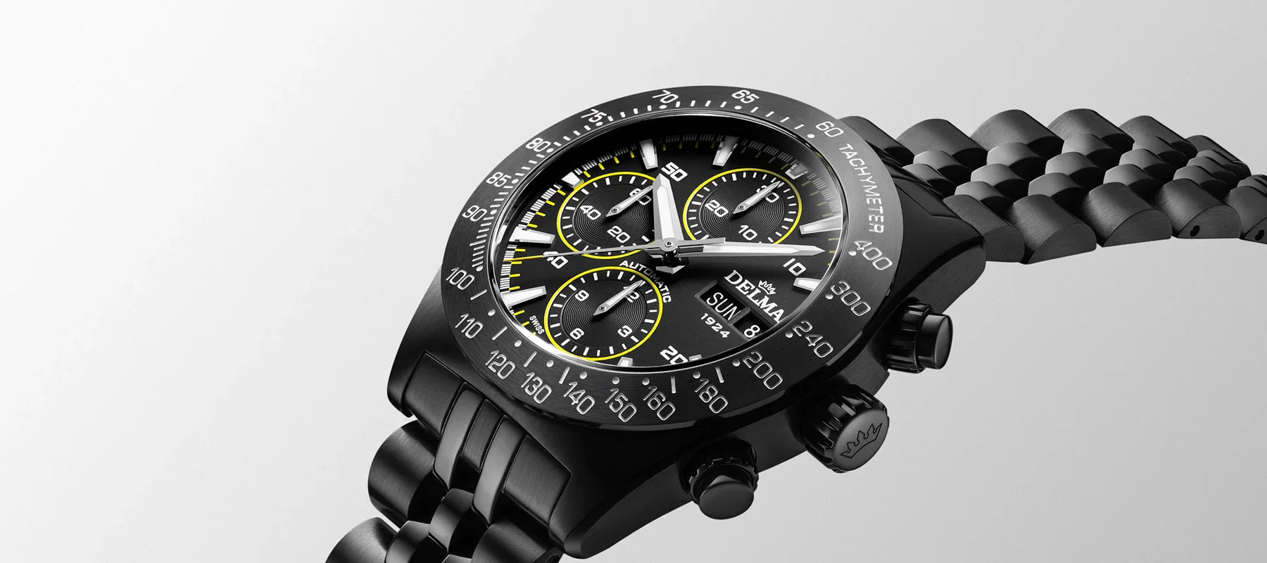 Delma Montego Black Edition yellow details black DLC stainless steel bracelet