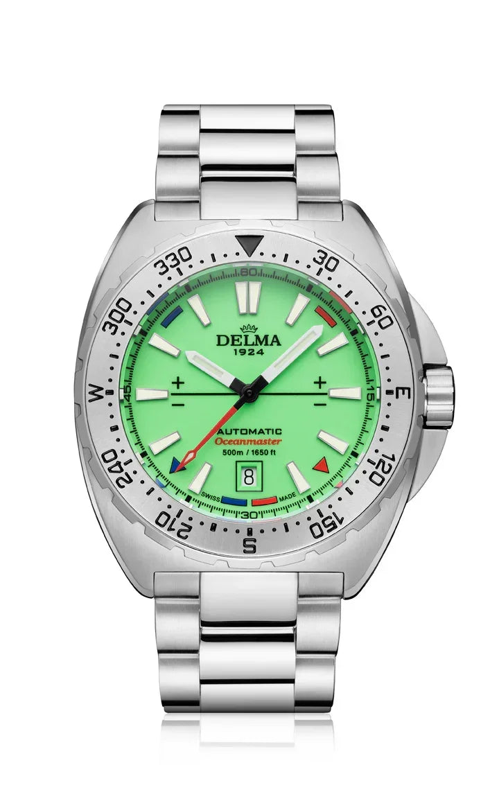 Delma Oceanmaster Lume Automatic green dial stainless steel bracelet