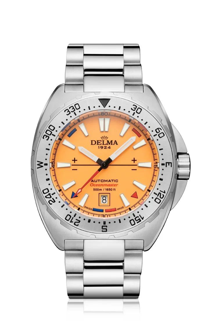 Delma Oceanmaster Lume Automatic orange dial stainless steel bracelet