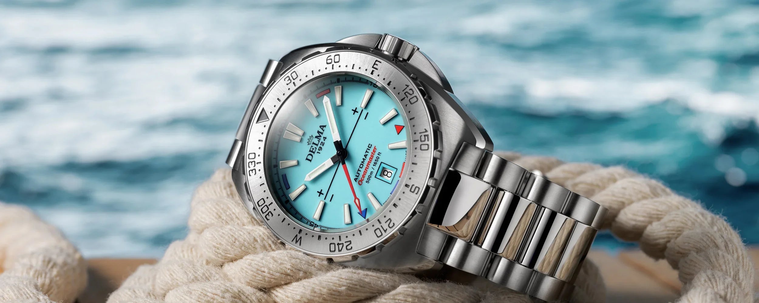 Delma Oceanmaster Lume blue dial stainless steel bracelet