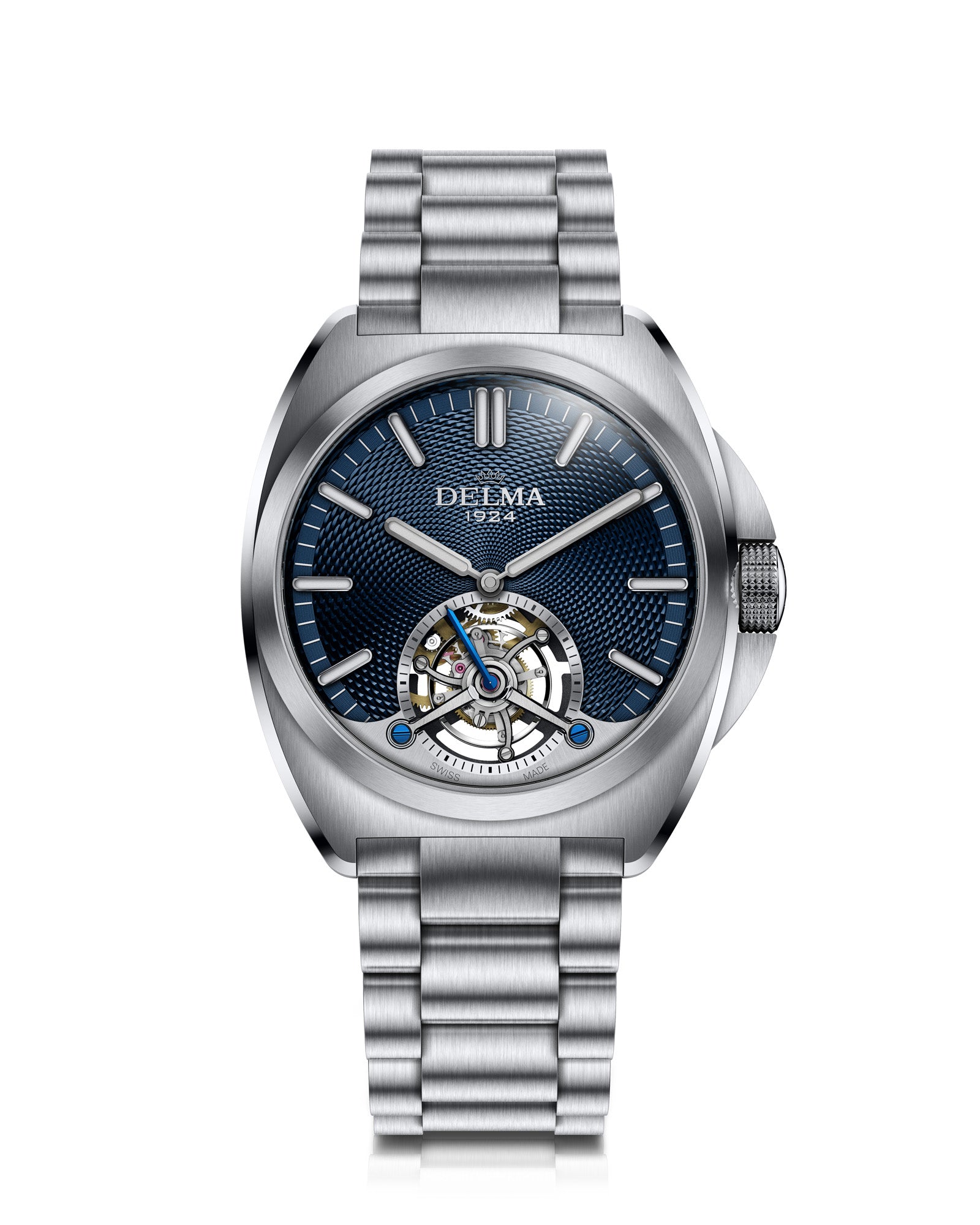 DELMA 1924 Tourbillon stainless steel watch with blue dial