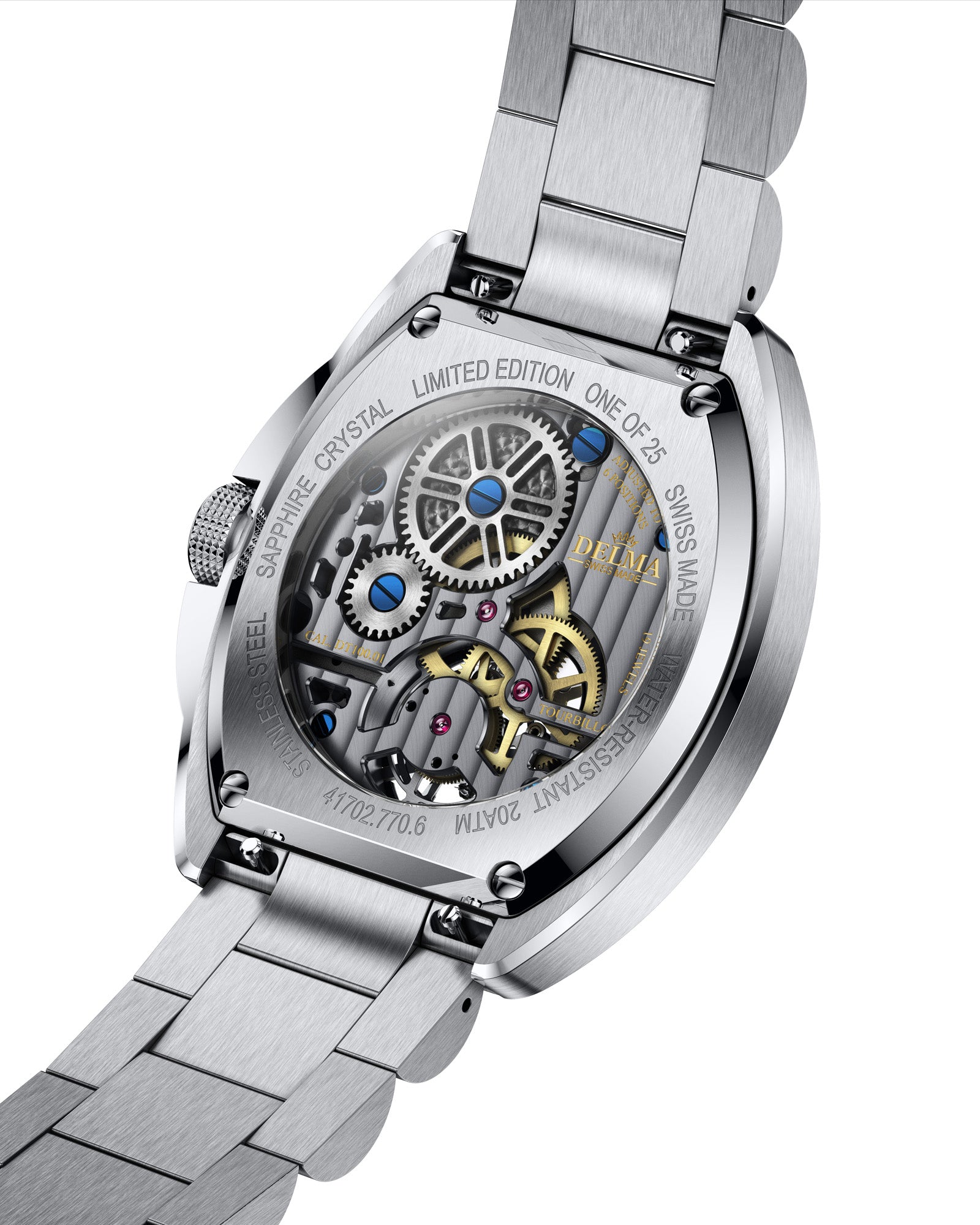 DELMA 1924 Tourbillon stainless steel watch case back