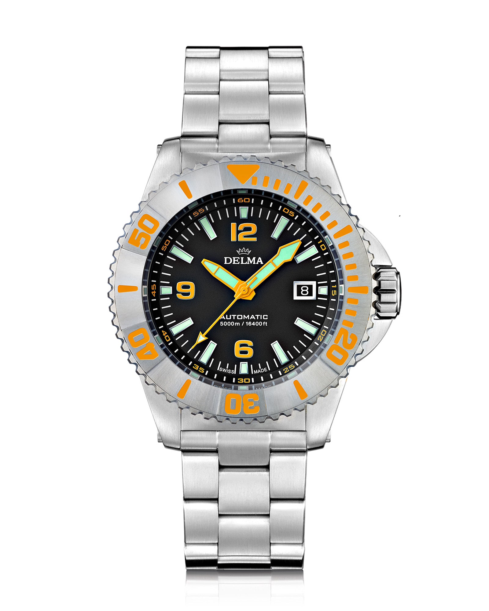 DELMA Blue Shark IV stainless steel watch with black dial