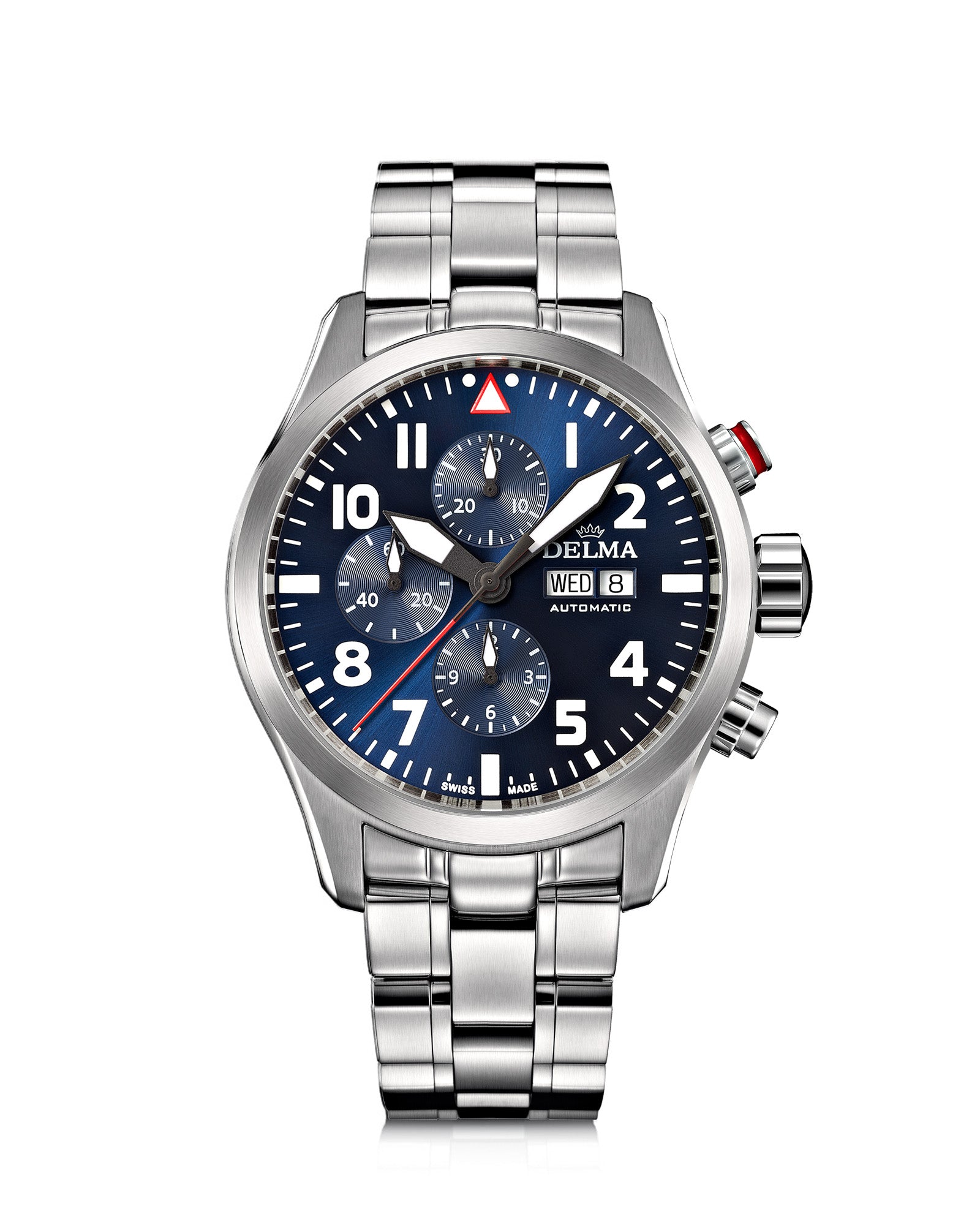 DELMA Commander Chronograph stainless steel watch with blue dial