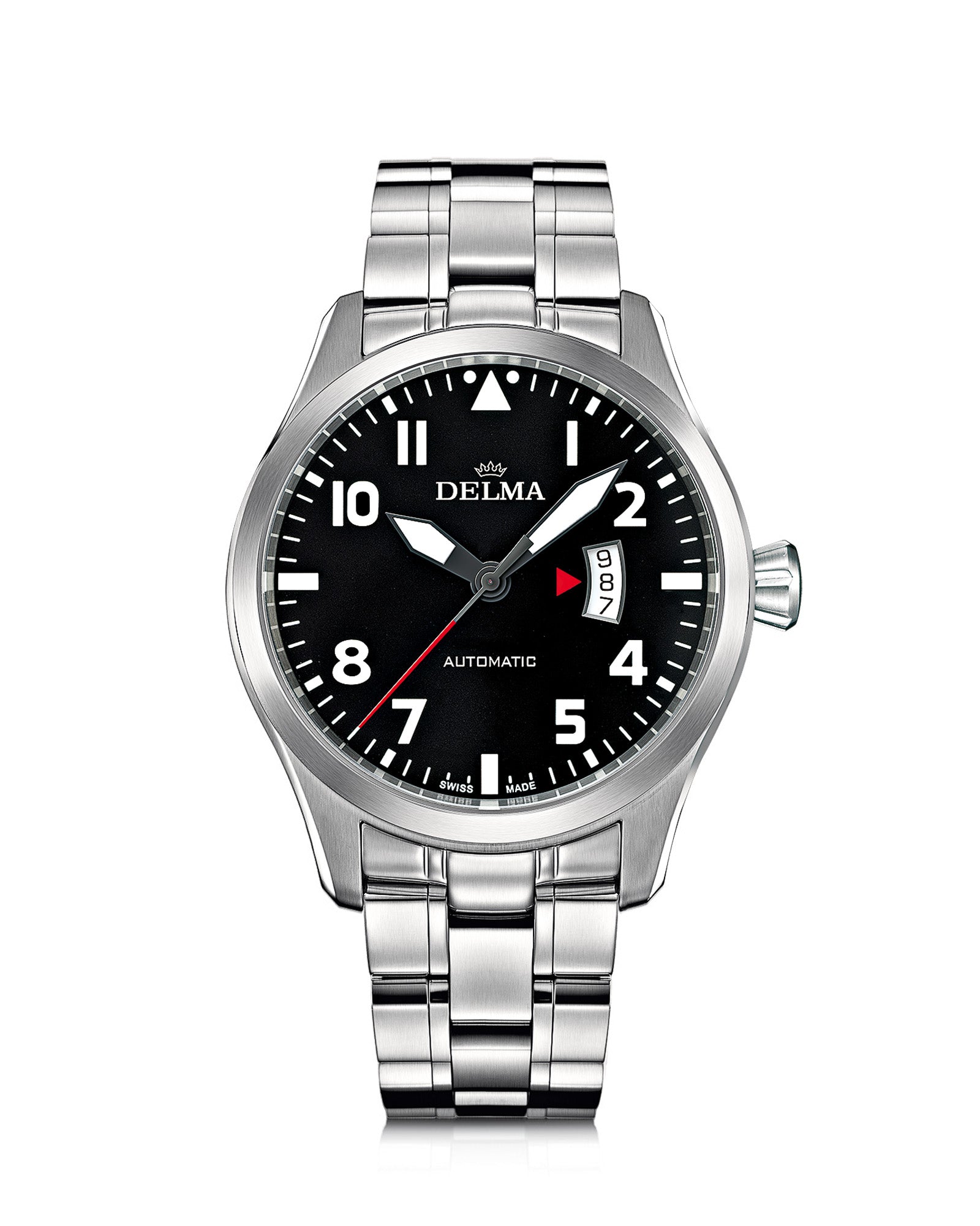 DELMA Commander stainless steel watch with black dial