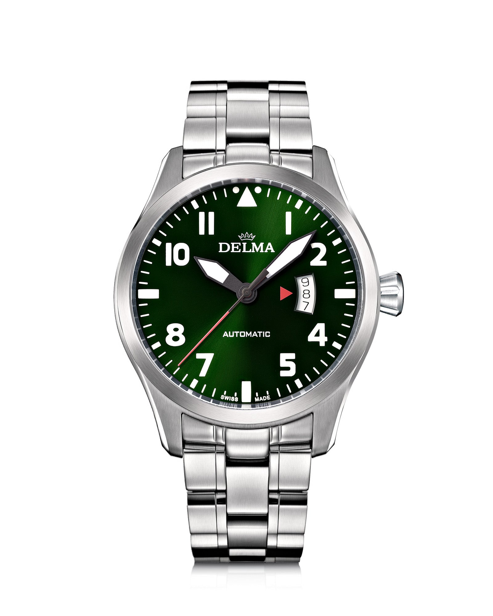 DELMA Commander stainless steel watch with green dial