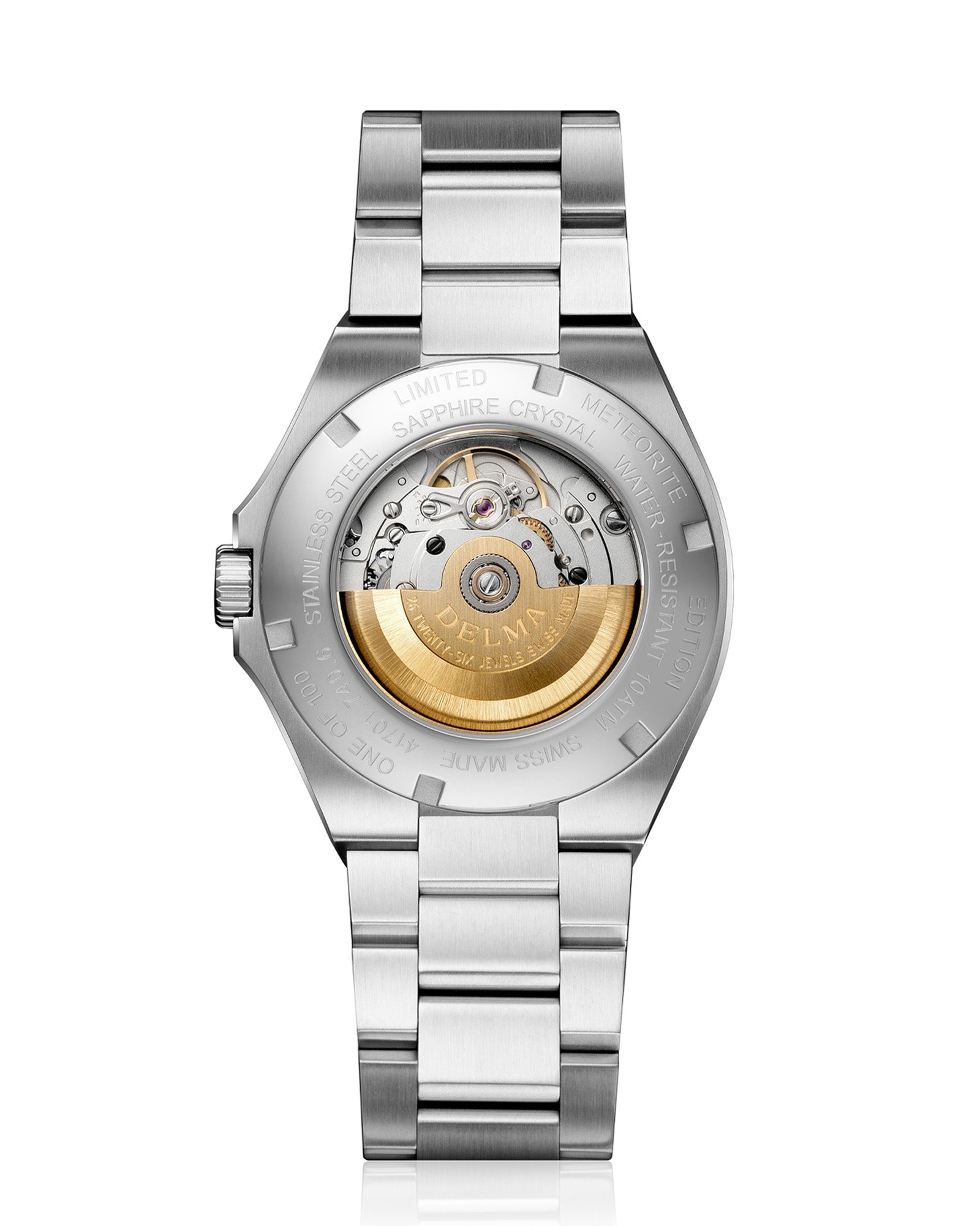 DELMA Midland Meteorite Stainless Steel case back