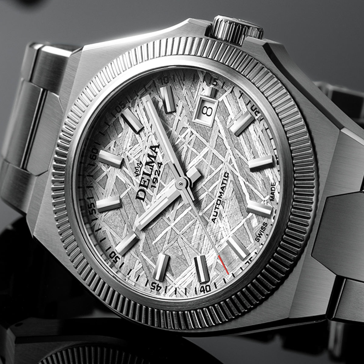 DELMA Midland Meteorite Stainless Steel close up