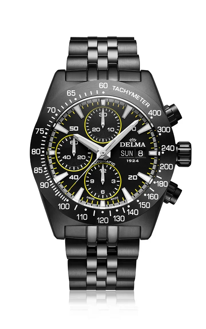Delma Montego Black Edition yellow details black DLC stainless steel bracelet