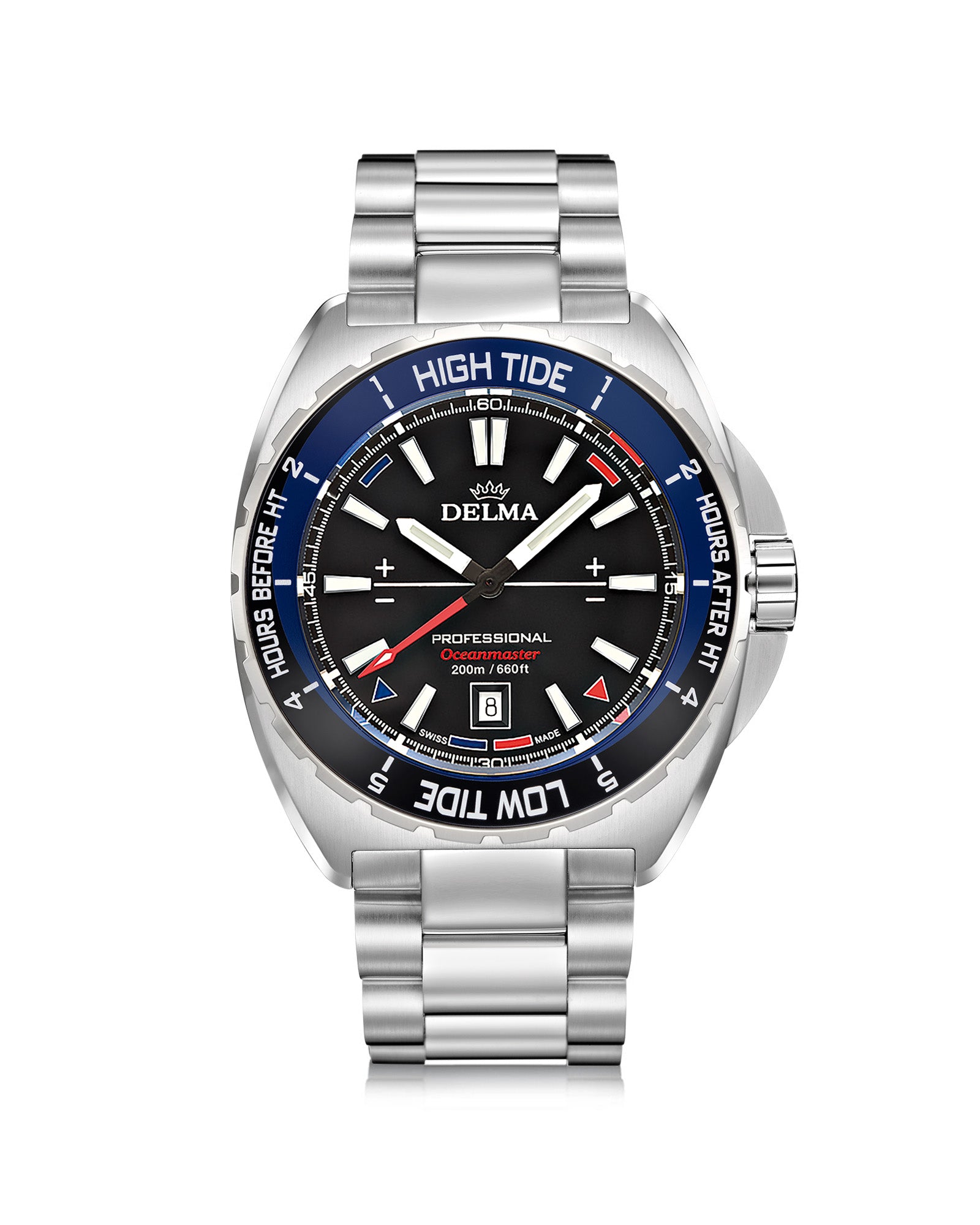 DELMA Oceanmaster Tide stainless steel watch with black dial