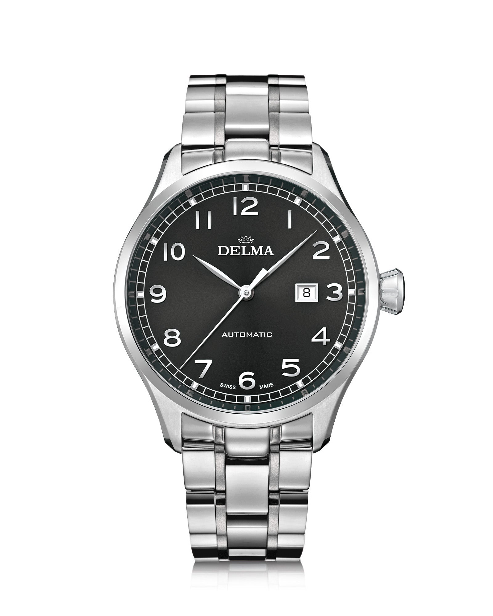 DELMA Pioneer stainless steel watch with black dial