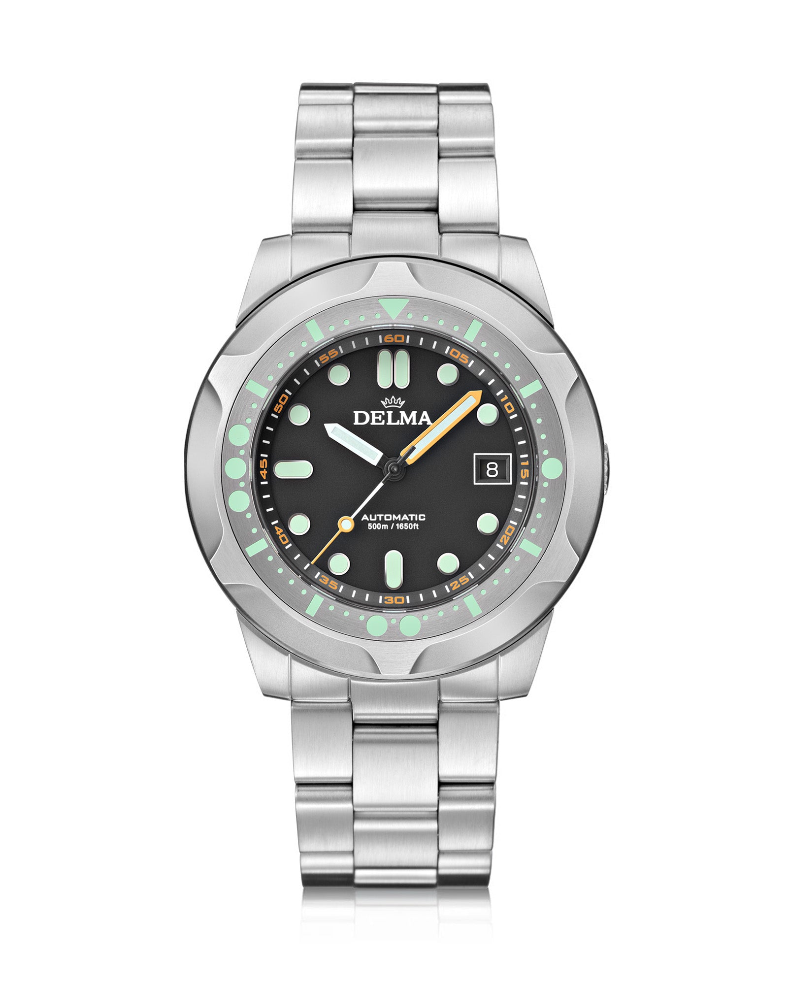 DELMA Quattro stainless steel watch with black dial
