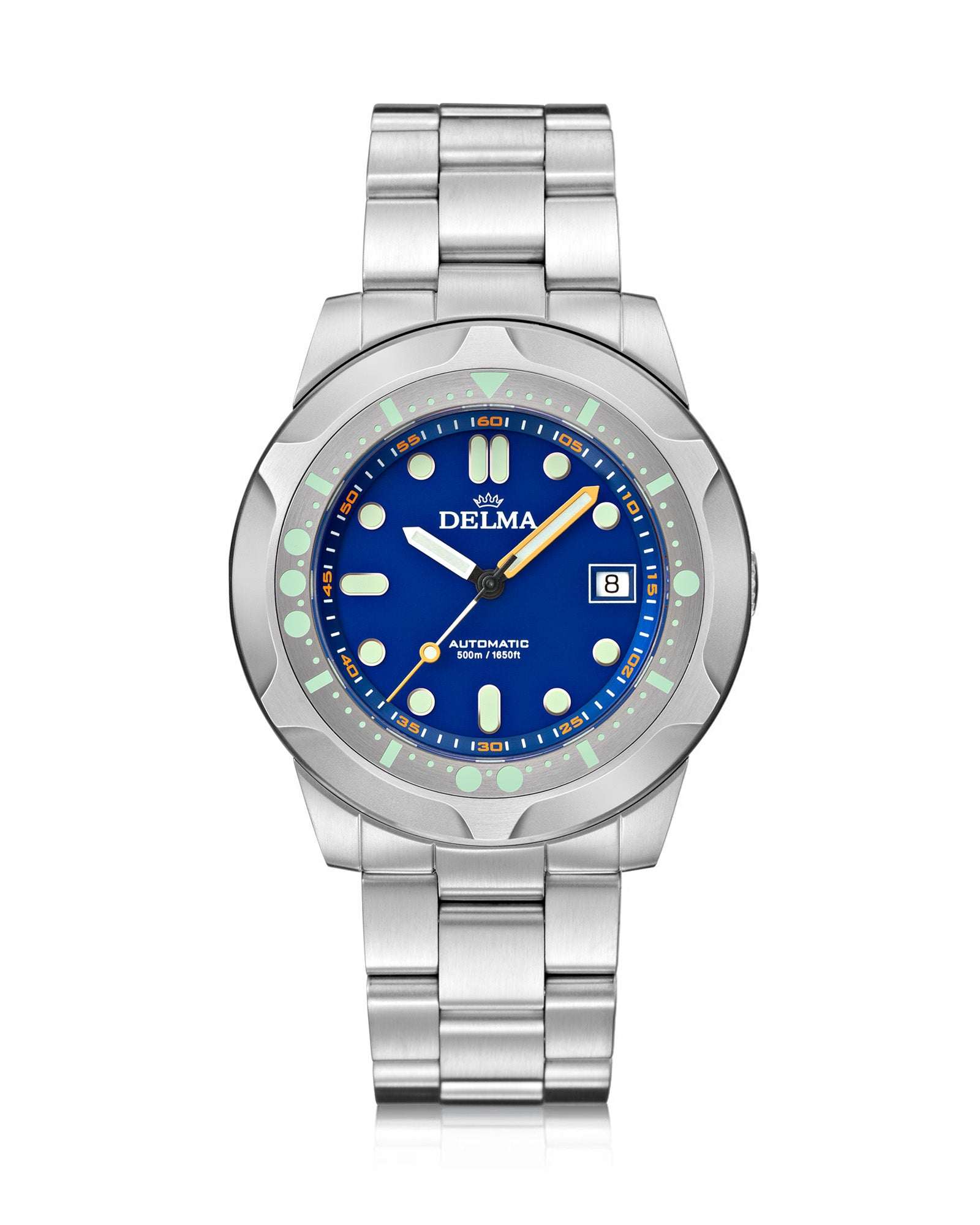 DELMA Quattro stainless steel watch with blue dial