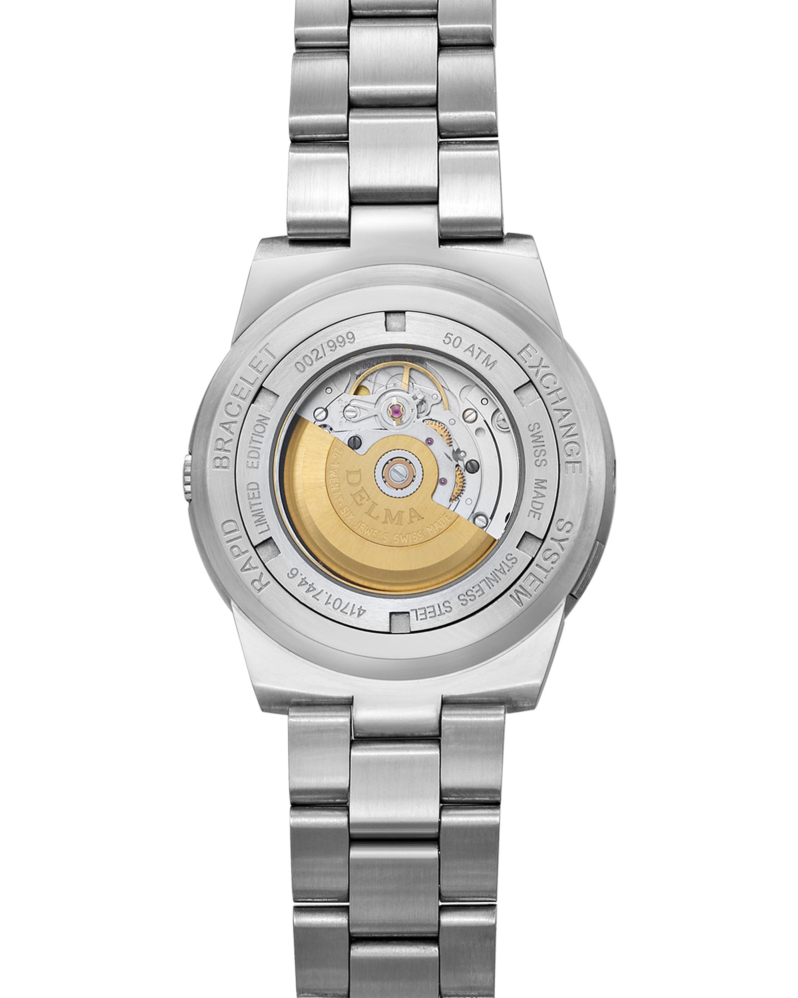 DELMA Quattro stainless steel watch case back