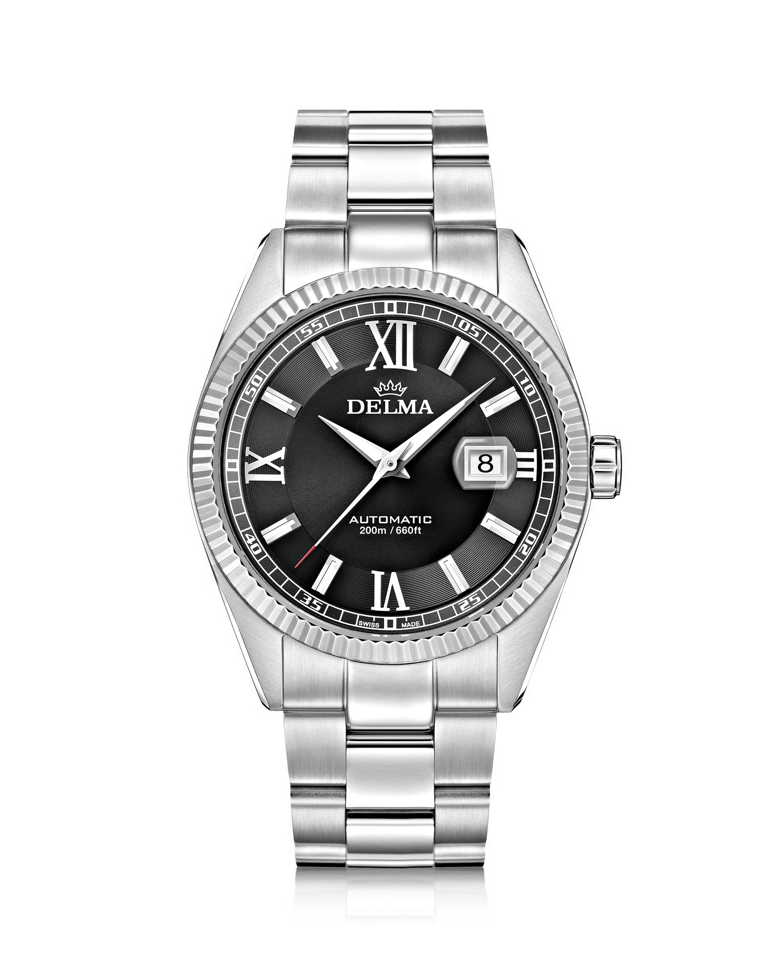 DELMA Sea Star stainless steel watch with black dial