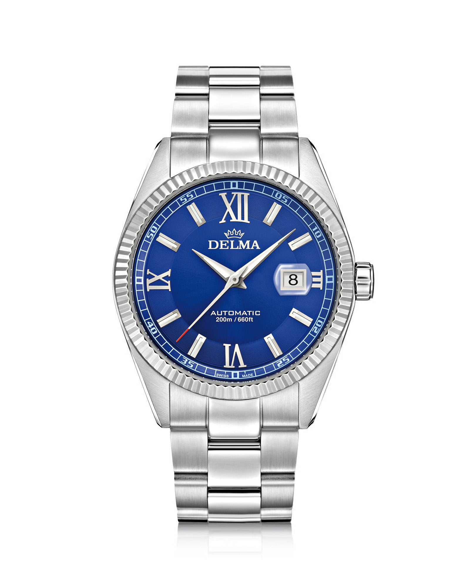 DELMA Sea Star stainless steel watch with blue dial
