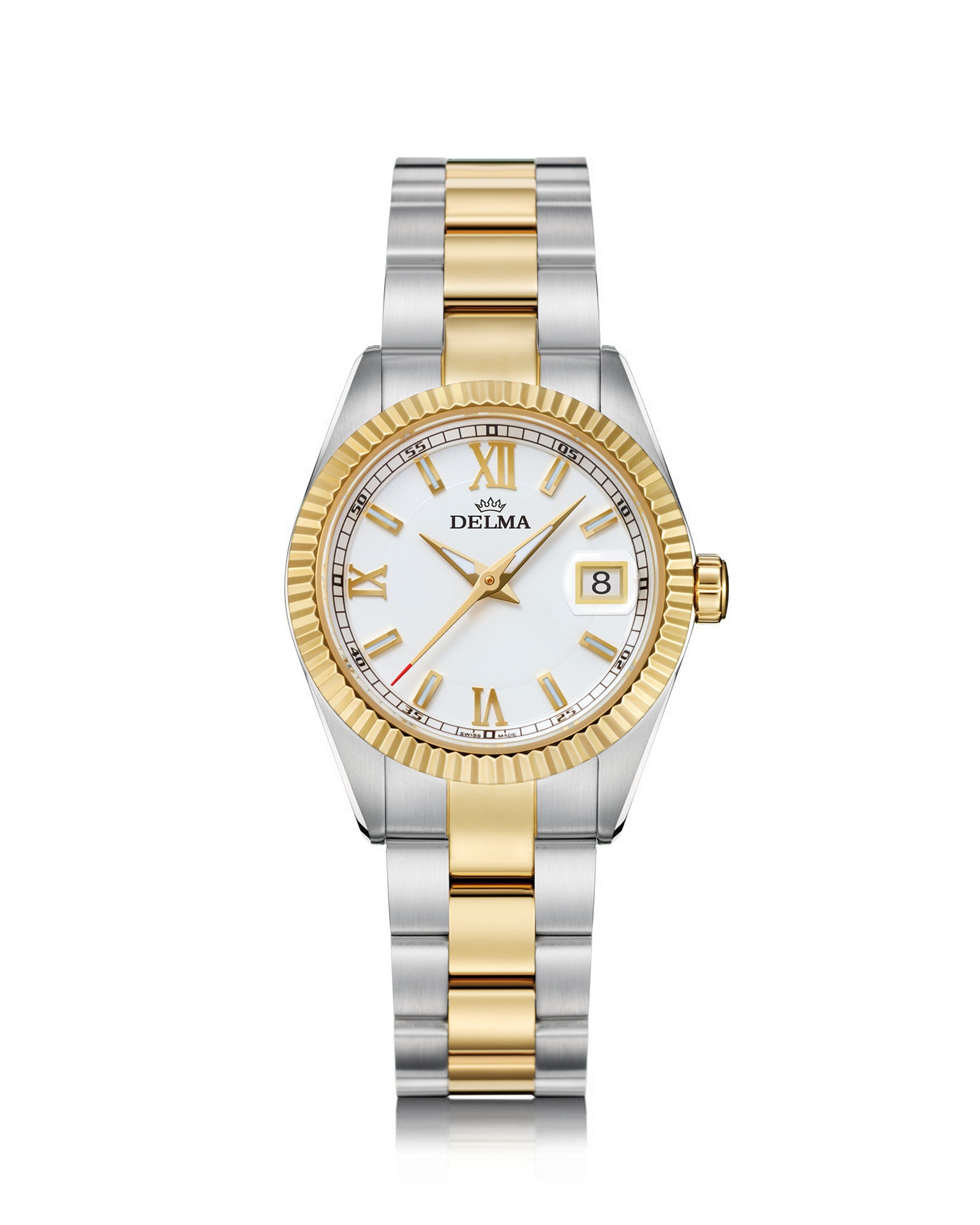 DELMA Sea Star two tone stainless steel and yellow gold PVD watch with white dial