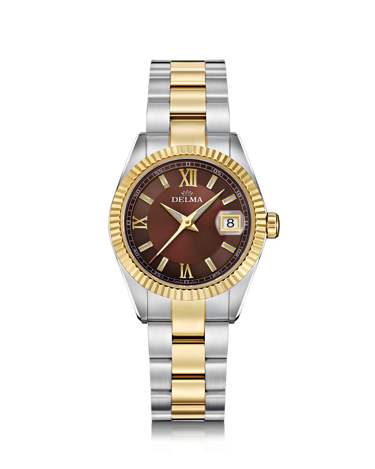 DELMA Sea Star two tone stainless steel and yellow gold PVD watch with brown dial
