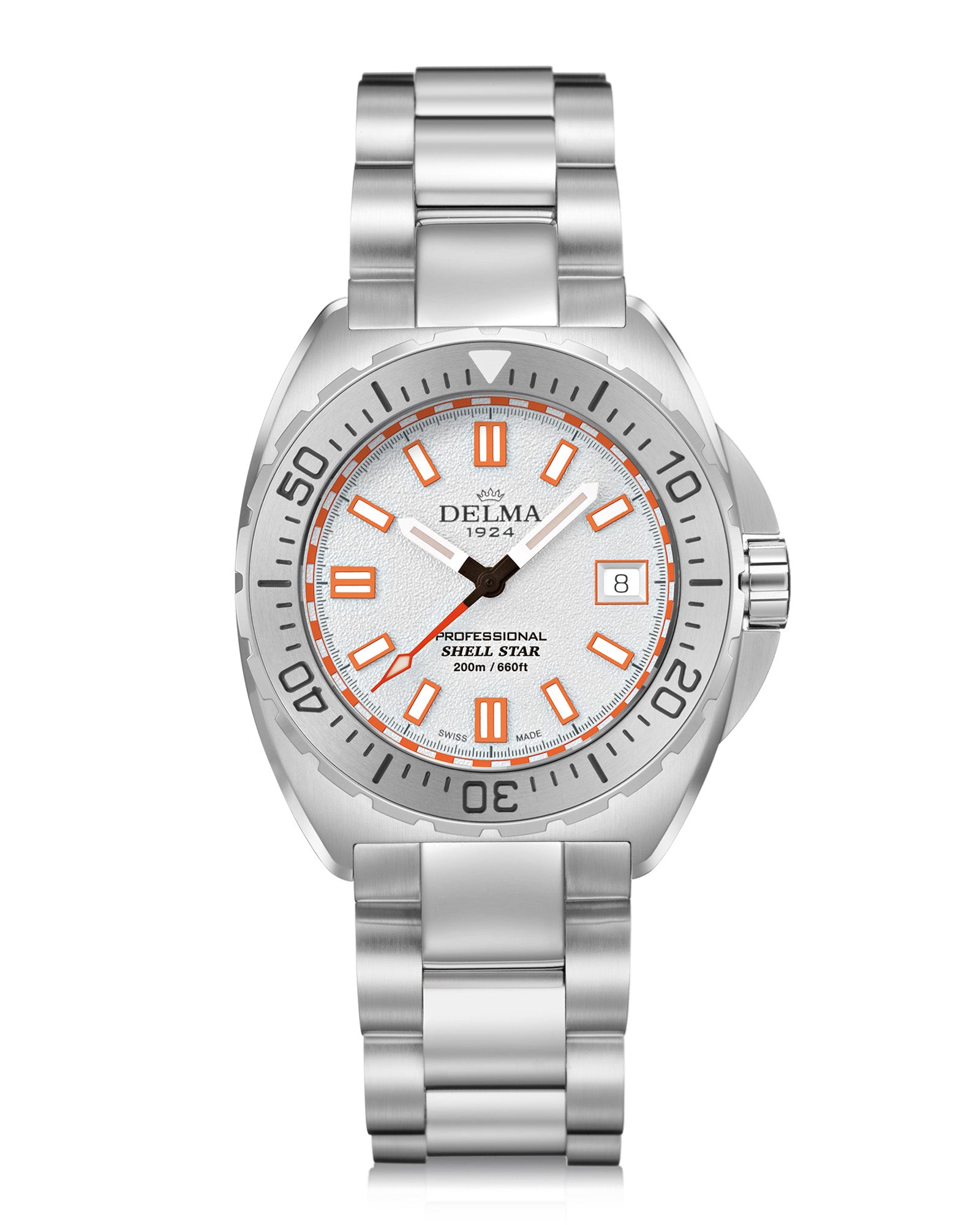 DELMA Shell Star 41 mm Automatic stainless steel watch with white dial