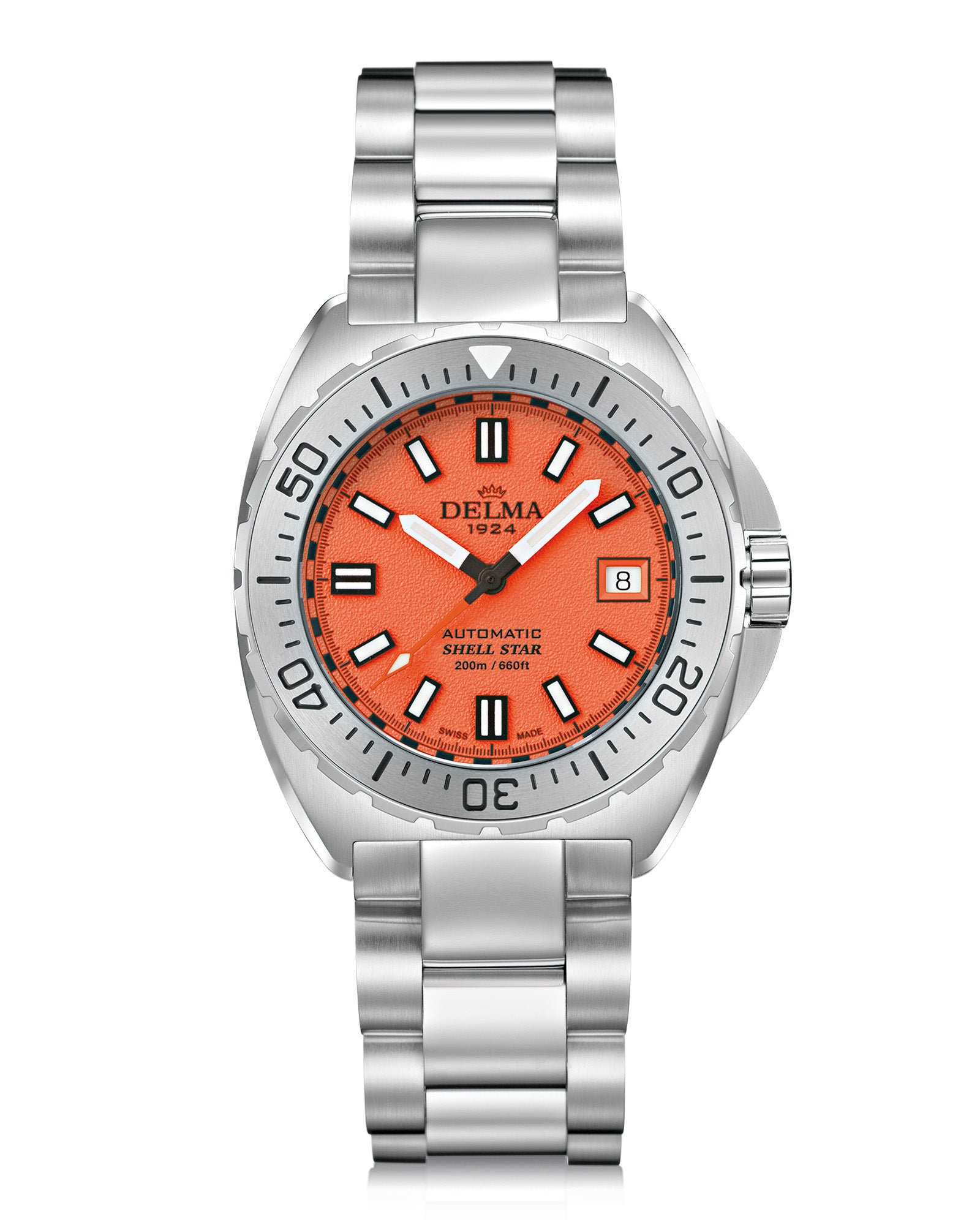 DELMA Shell Star 41 mm Automatic stainless steel watch with orange dial