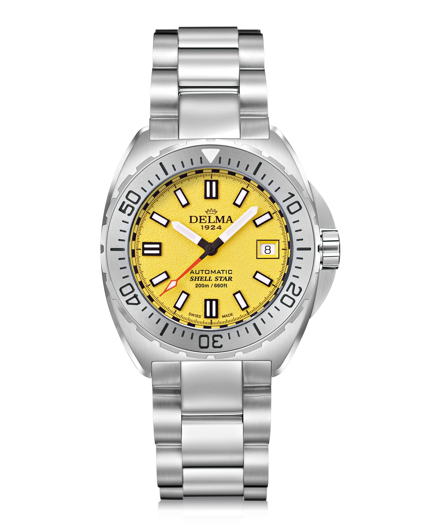 DELMA Shell Star 41 mm Automatic stainless steel watch with yellow dial