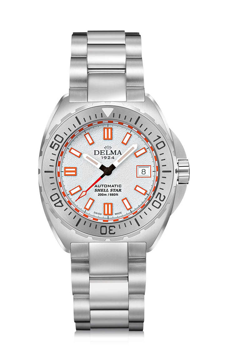 Delma Shell Star 41mm automatic white dial stainless steel bracelet