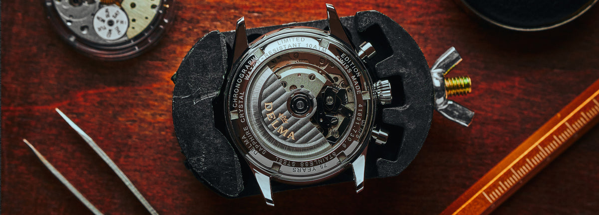 DELMA Heritage Chronograph LE stainless steel watch case back