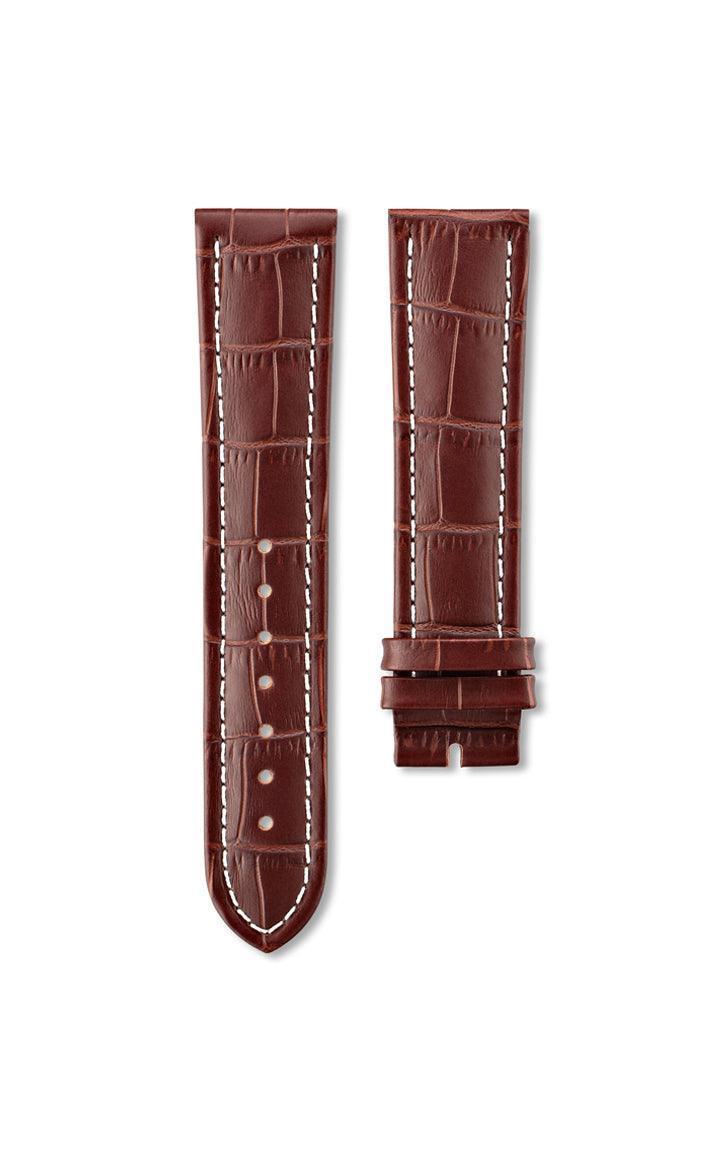 Brown Embossed Leather Strap Large 22mm - DELMA Watches
