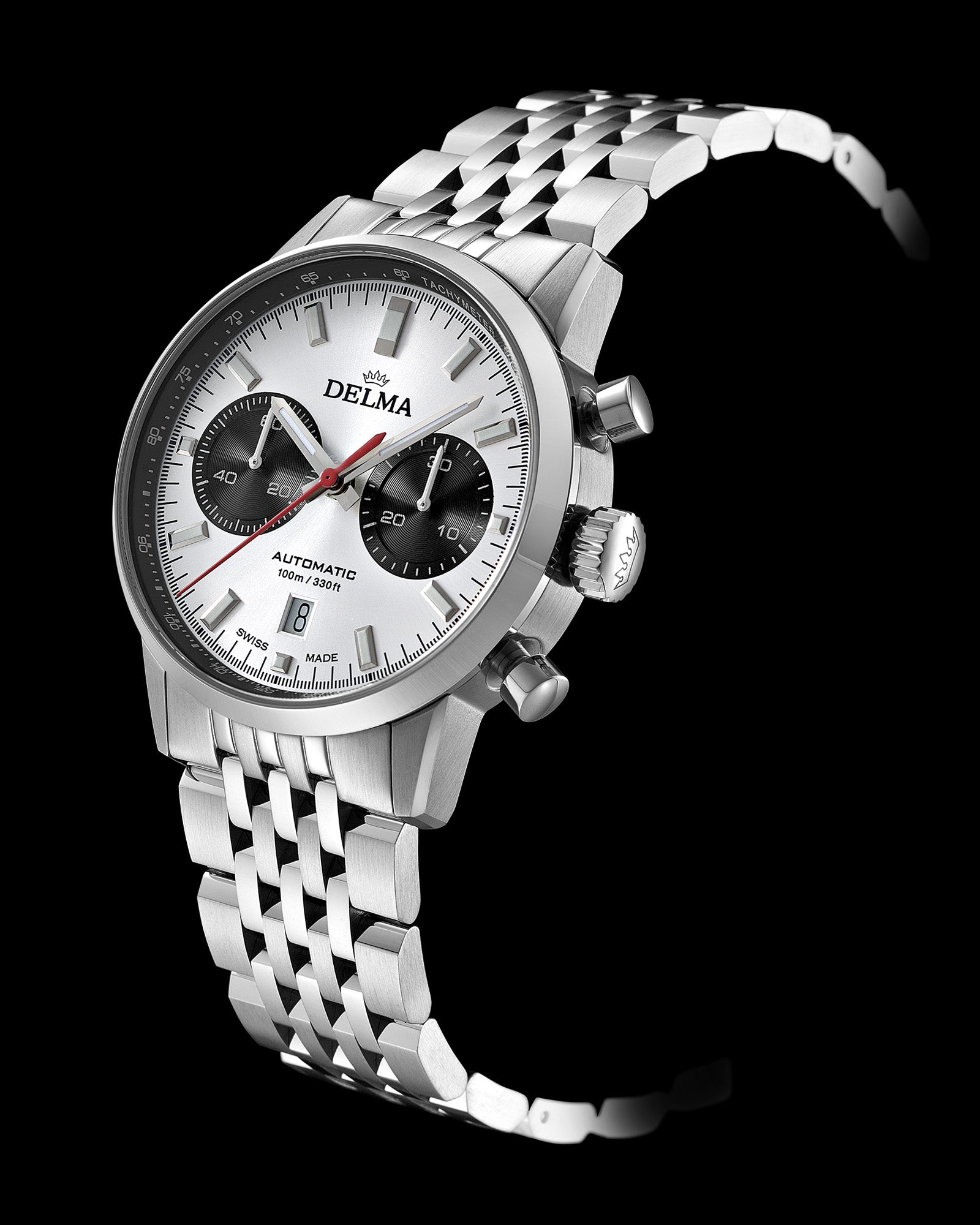 DELMA Continental Automatic stainless steel watch with silver dial side
