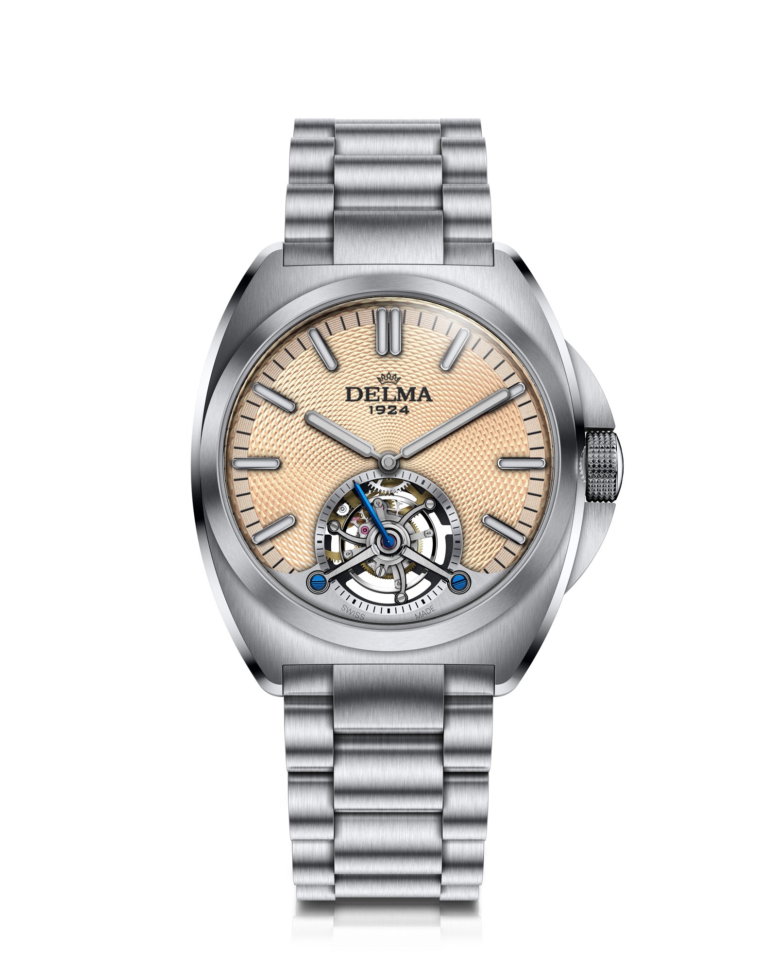 DELMA 1924 Tourbillon stainless steel watch with salmon dial