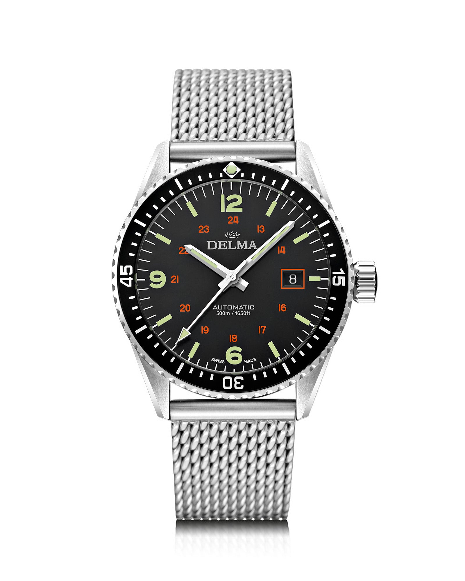 DELMA Cayman Field stainless steel watch with black dial