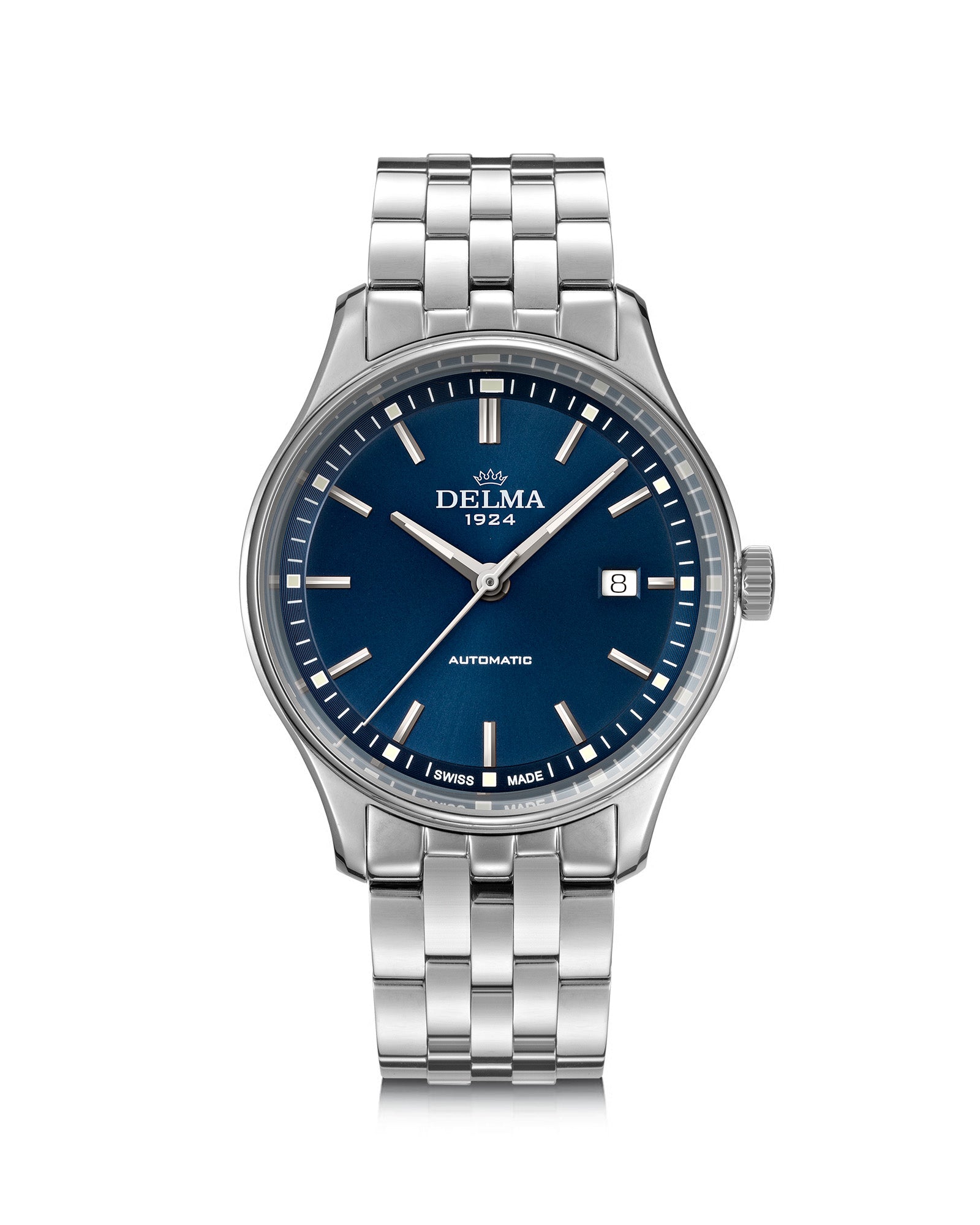DELMA Classic stainless steel watch with blue dial