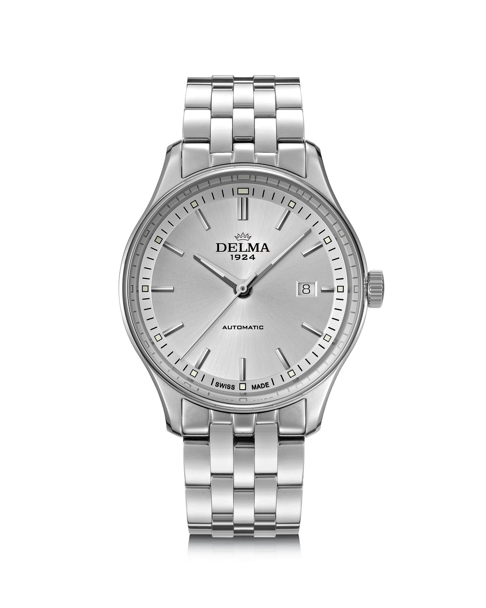 DELMA Classic stainless steel watch with silver dial
