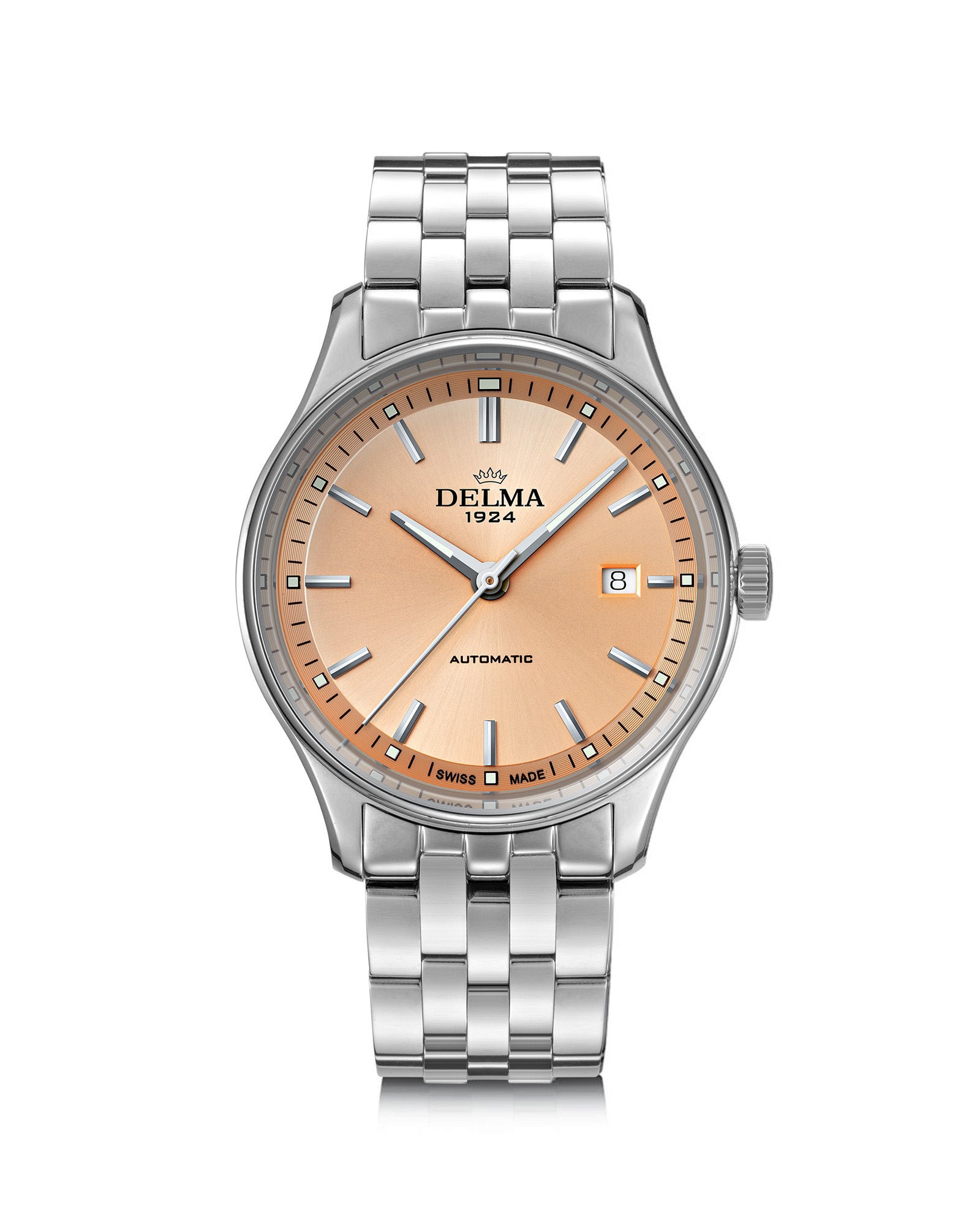 DELMA Classic stainless steel watch with salmon dial