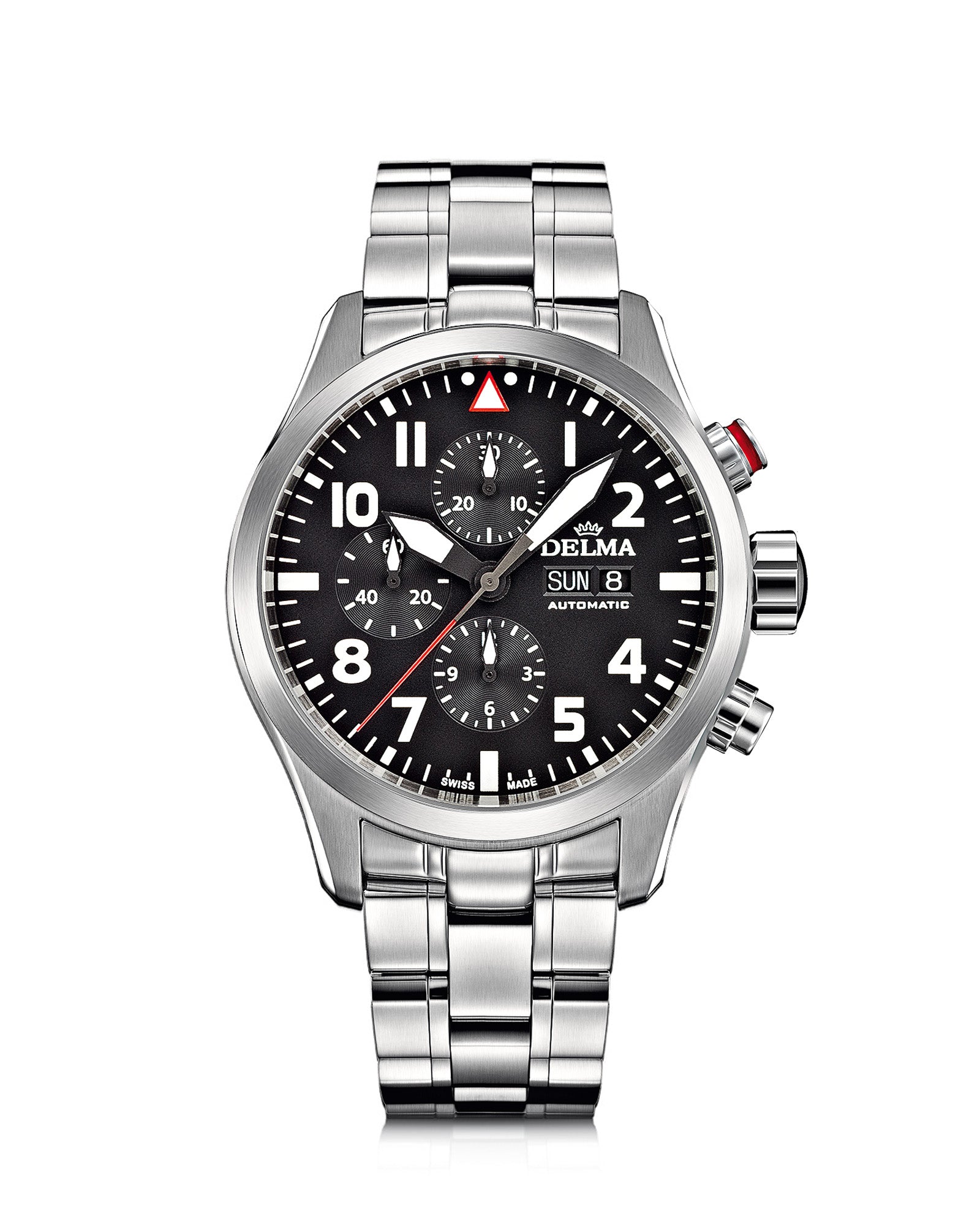 DELMA Commander Chronograph stainless steel and watch with black dial