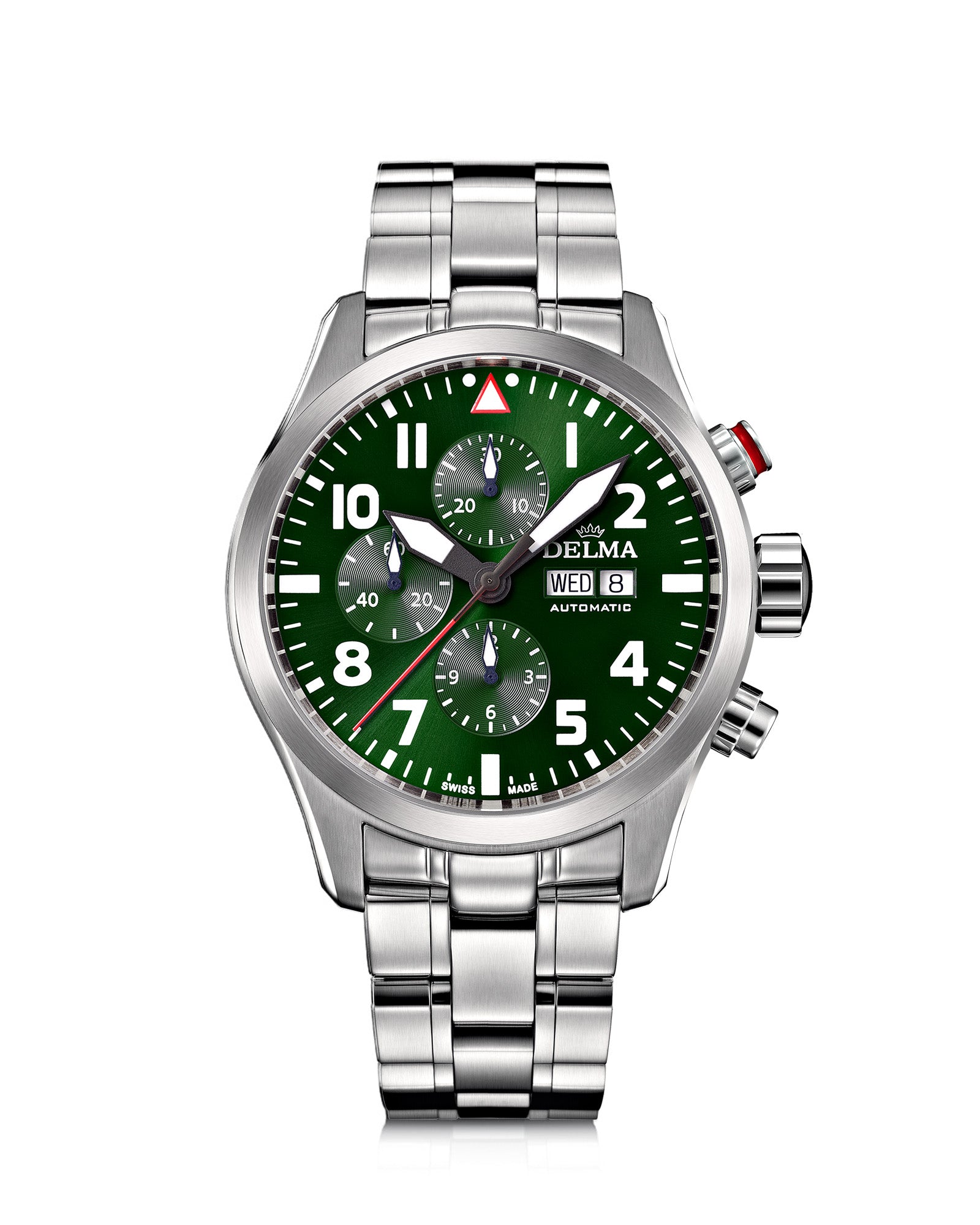 DELMA Commander Chronograph stainless steel watch with green dial