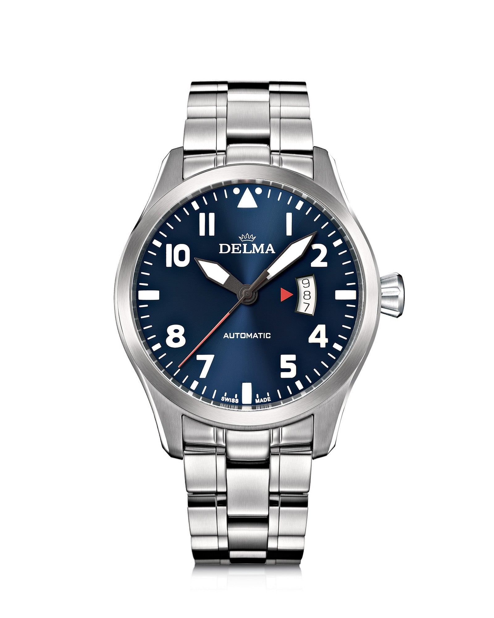 DELMA Commander stainless steel watch with blue dial