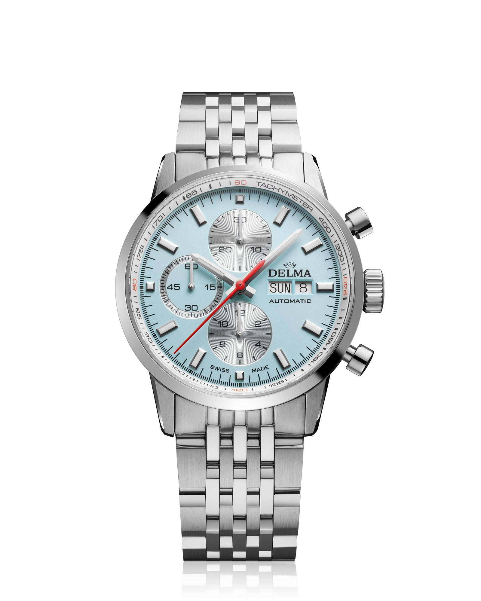 DELMA Continental Automatic in stainless steel with light blue dial 
