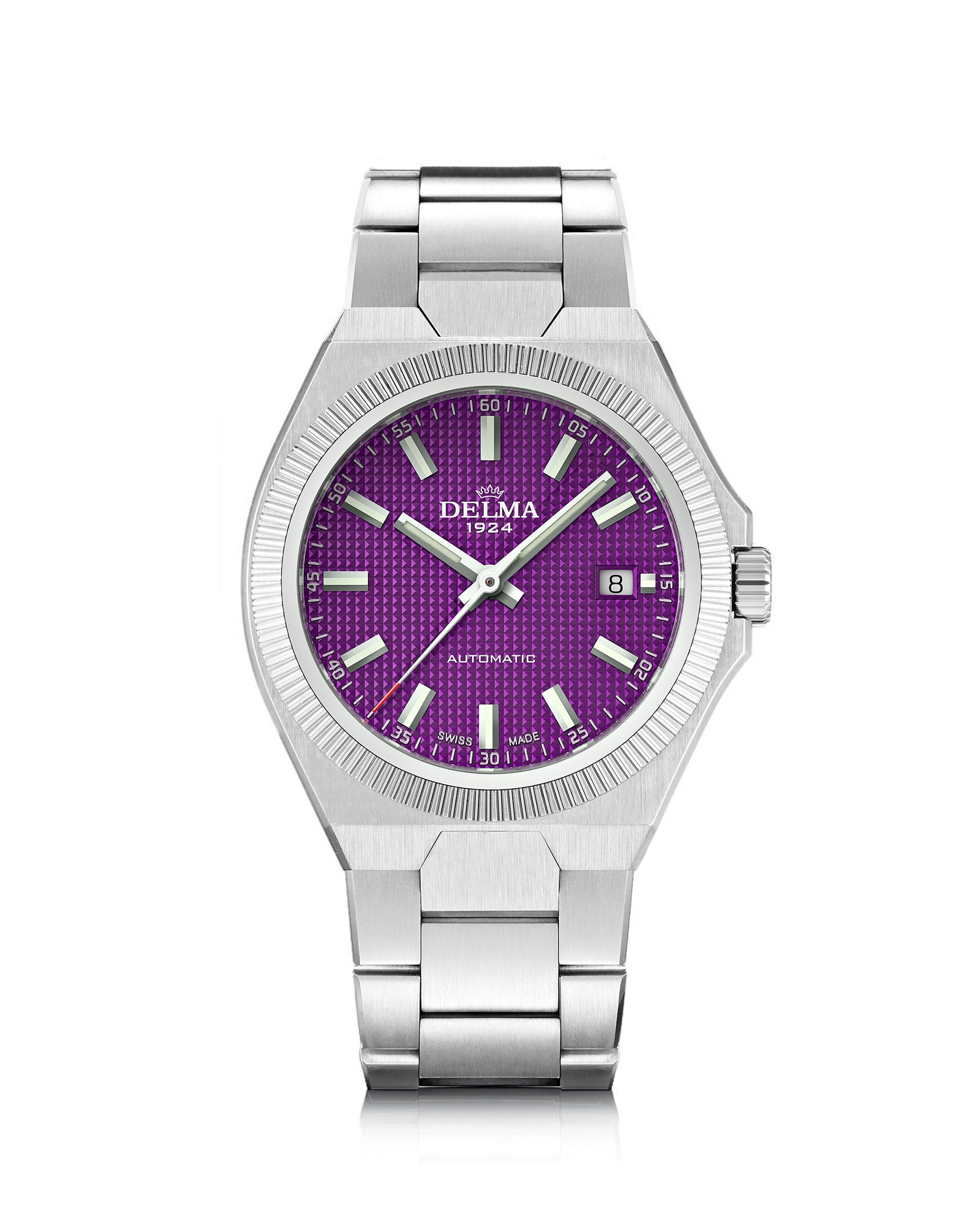 DELMA Midland Automatic 40 mm stainless steel watch with purple dial