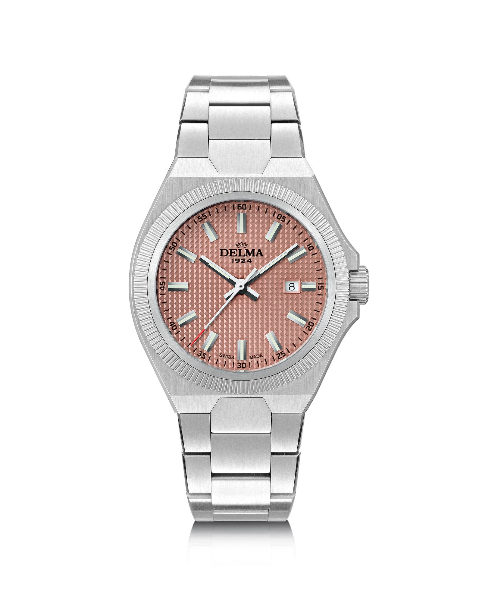 DELMA Midland 34 mm stainless steel watch with salmon dial 