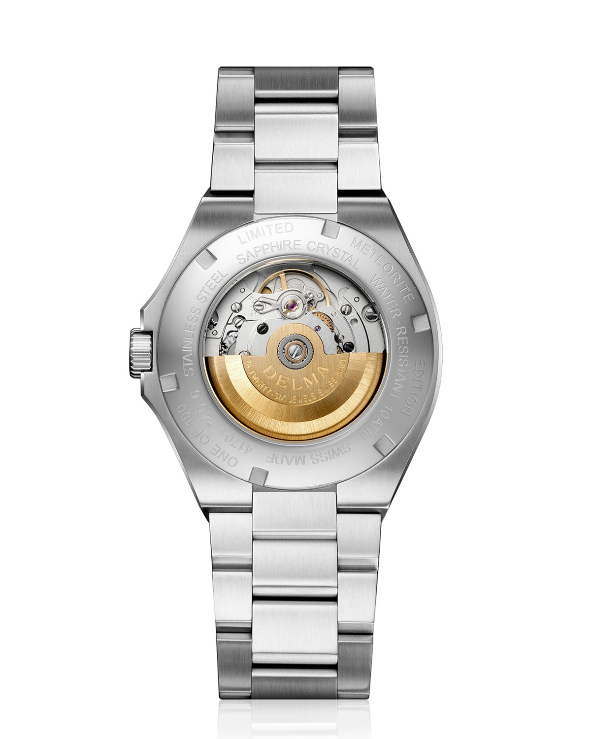 DELMA Midland Meteorite Stainless Steel case back