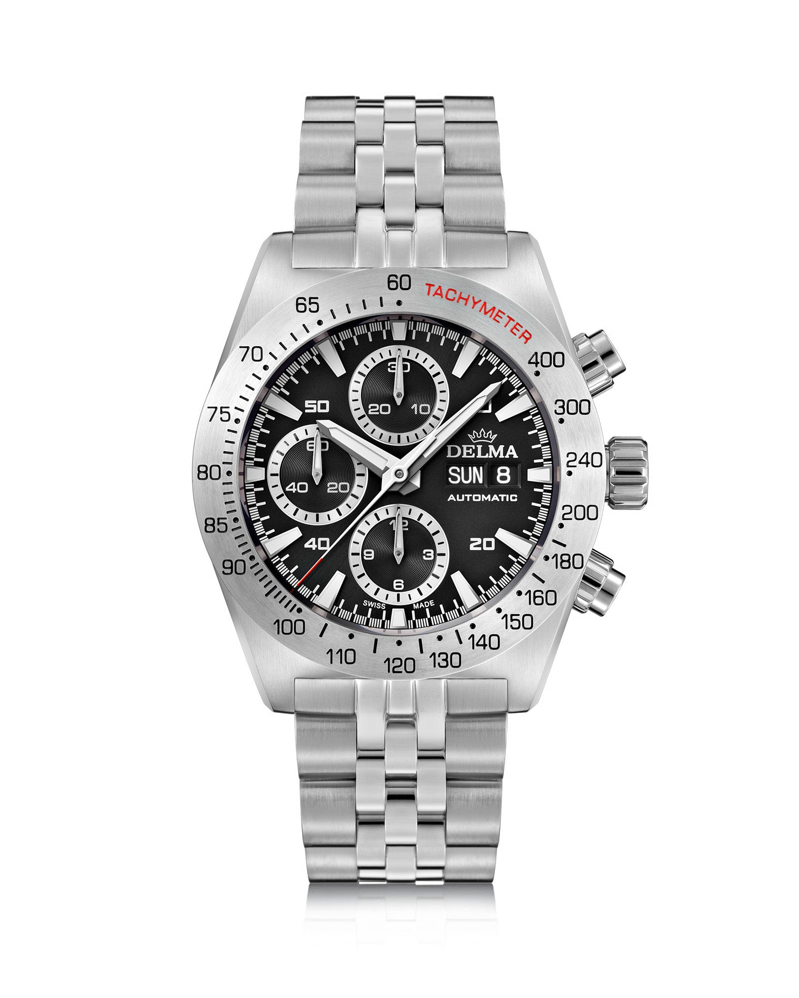 DELMA Montego stainless steel watch with black dial 