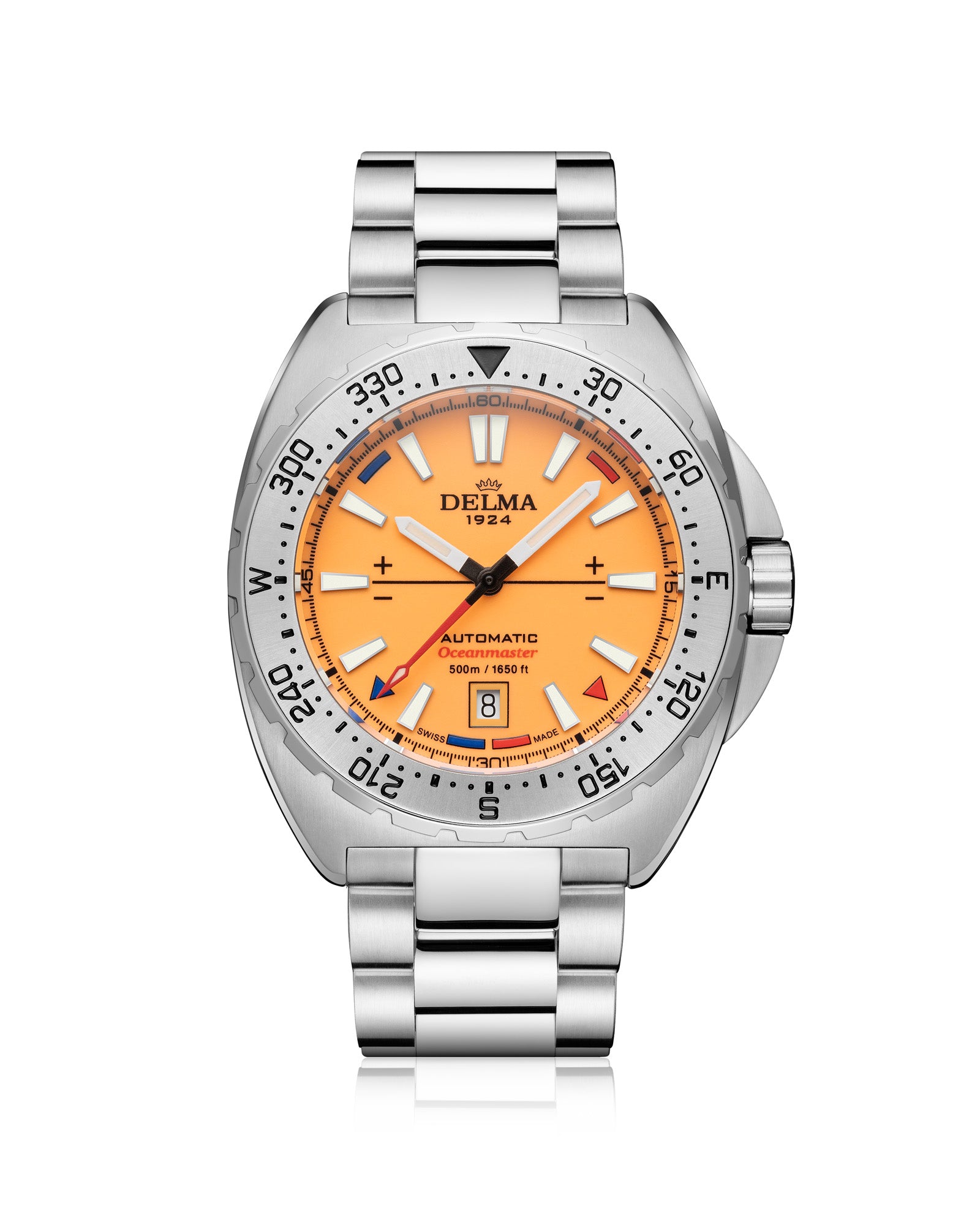 DELMA Oceanmaster Lume in stainless steel with orange dial 