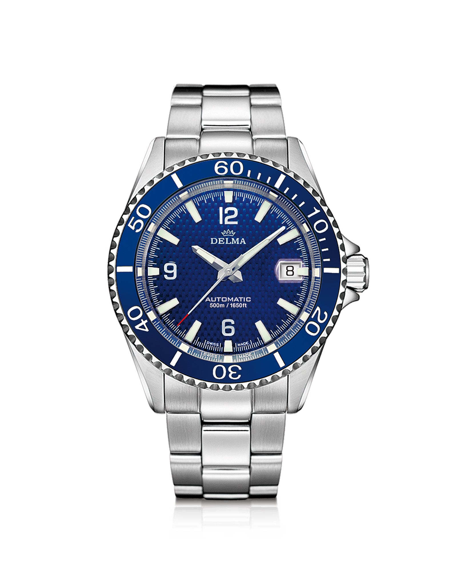 DELMA Santiago Automatic stainless steel watch with blue dial and blue bezel