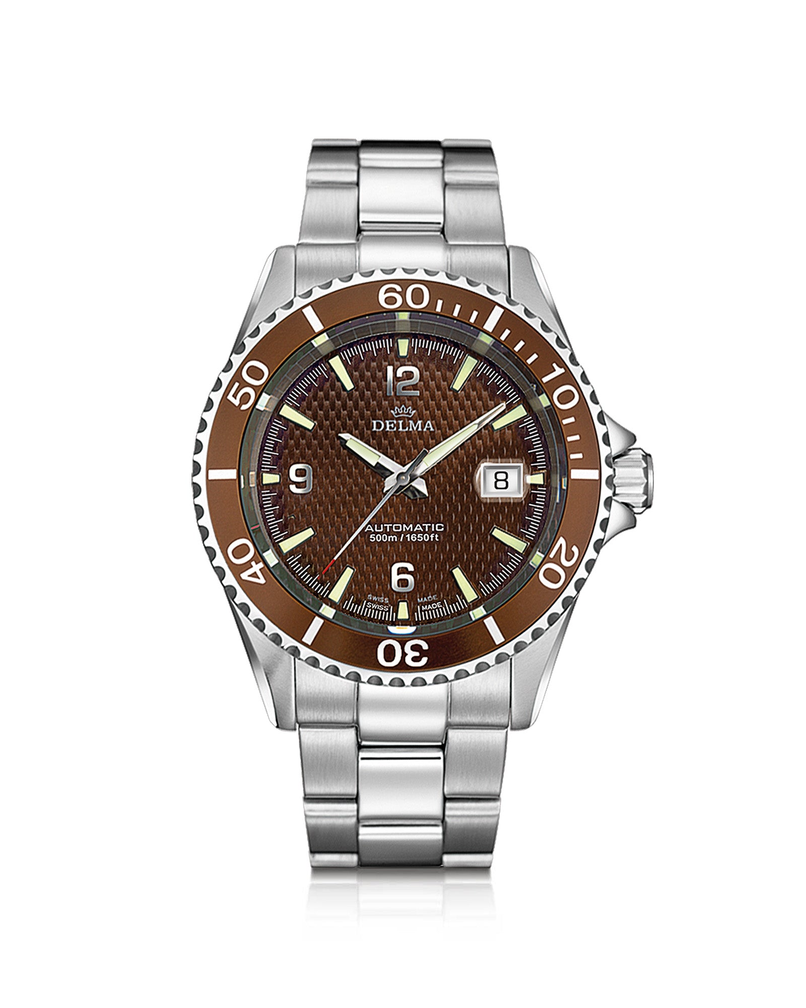 DELMA Santiago Automatic stainless steel watch with brown dial and brown bezel