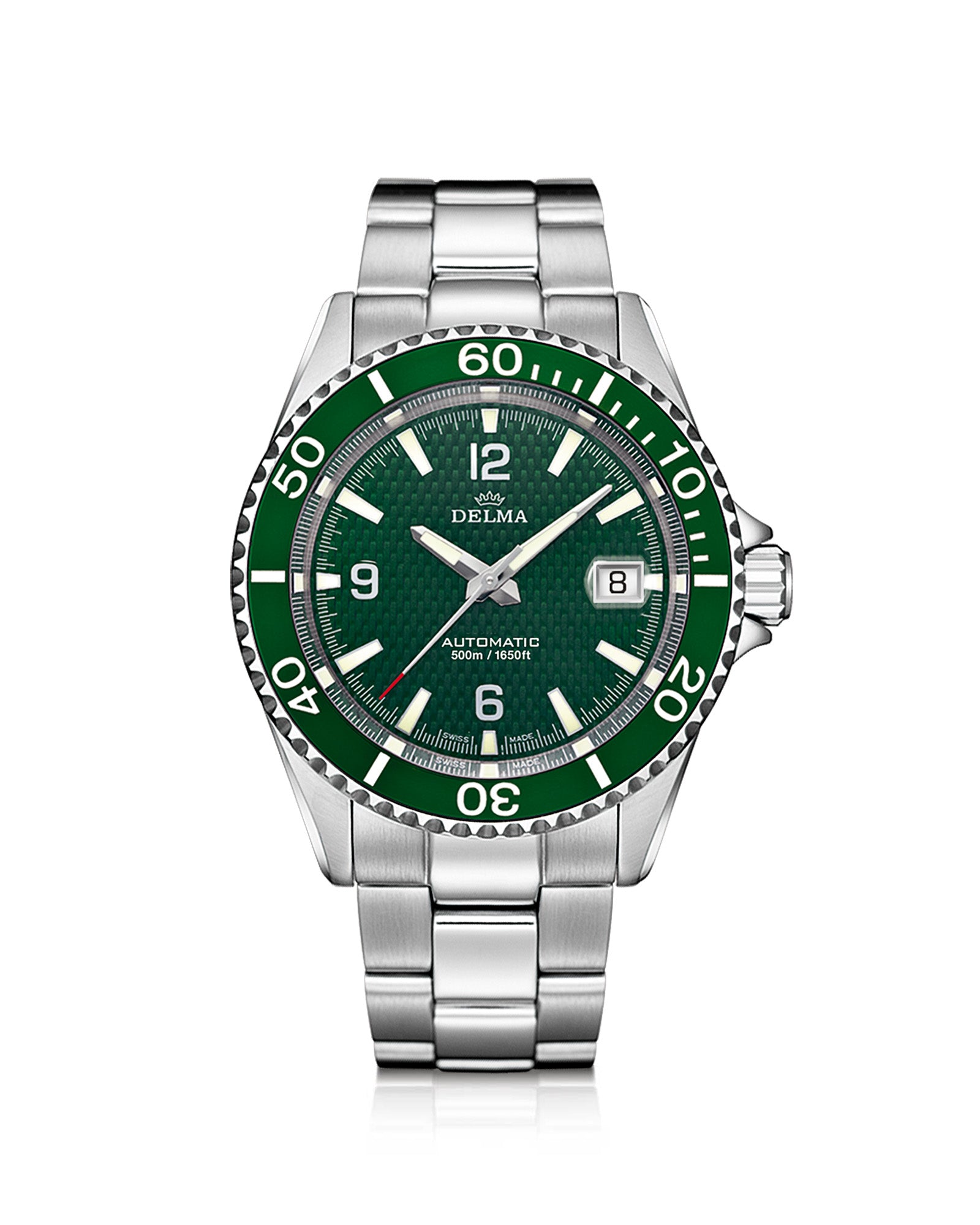 DELMA Santiago Automatic stainless steel watch with green dial and green bezel