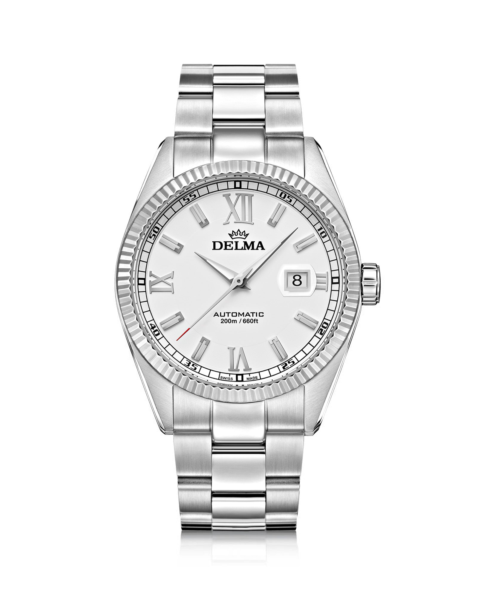 DELMA Sea Star stainless steel watch with white dial