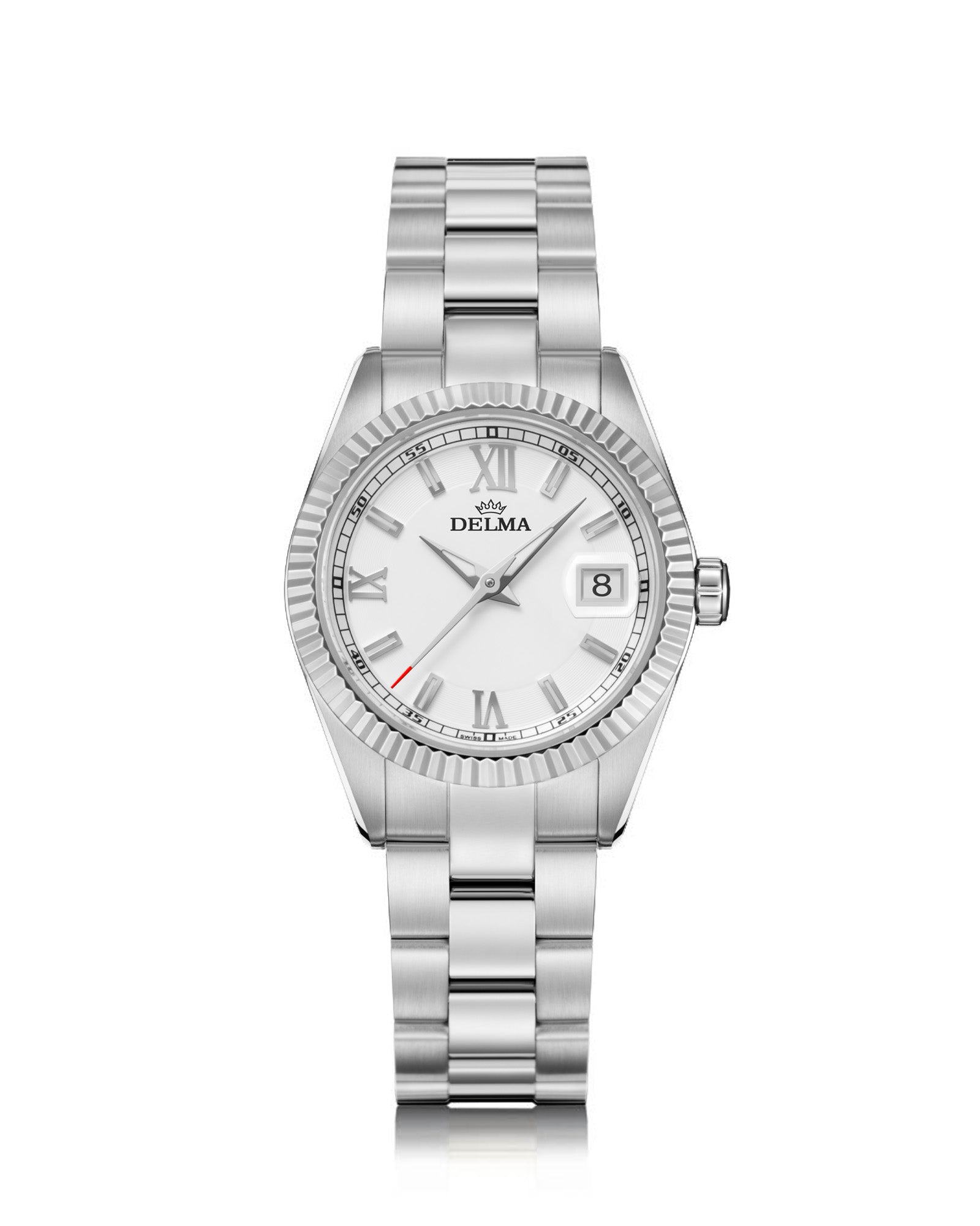 DELMA Sea Star stainless steel watch with white dial 
